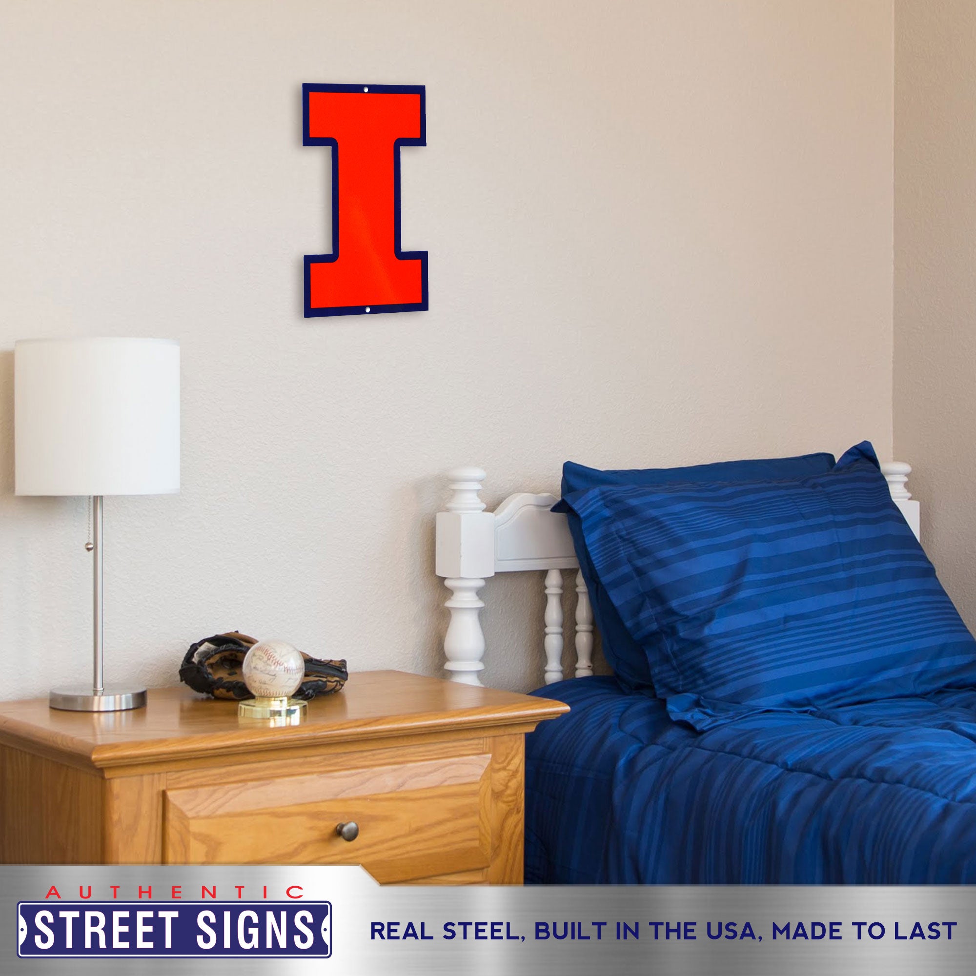 Illinois Fighting Illini 12" Spirit Size Steel Laser Cut Sign