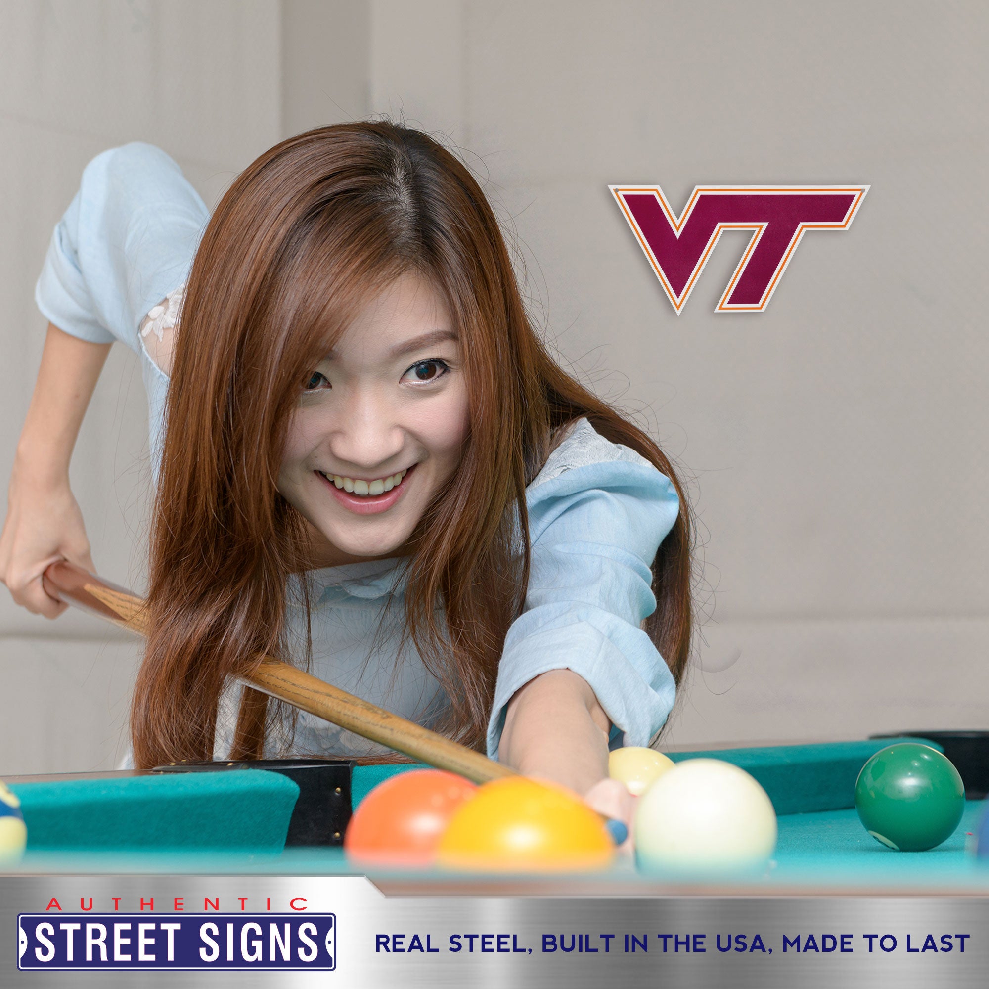 Virginia Tech Hokies 12" Spirit Size Steel Laser Cut Sign