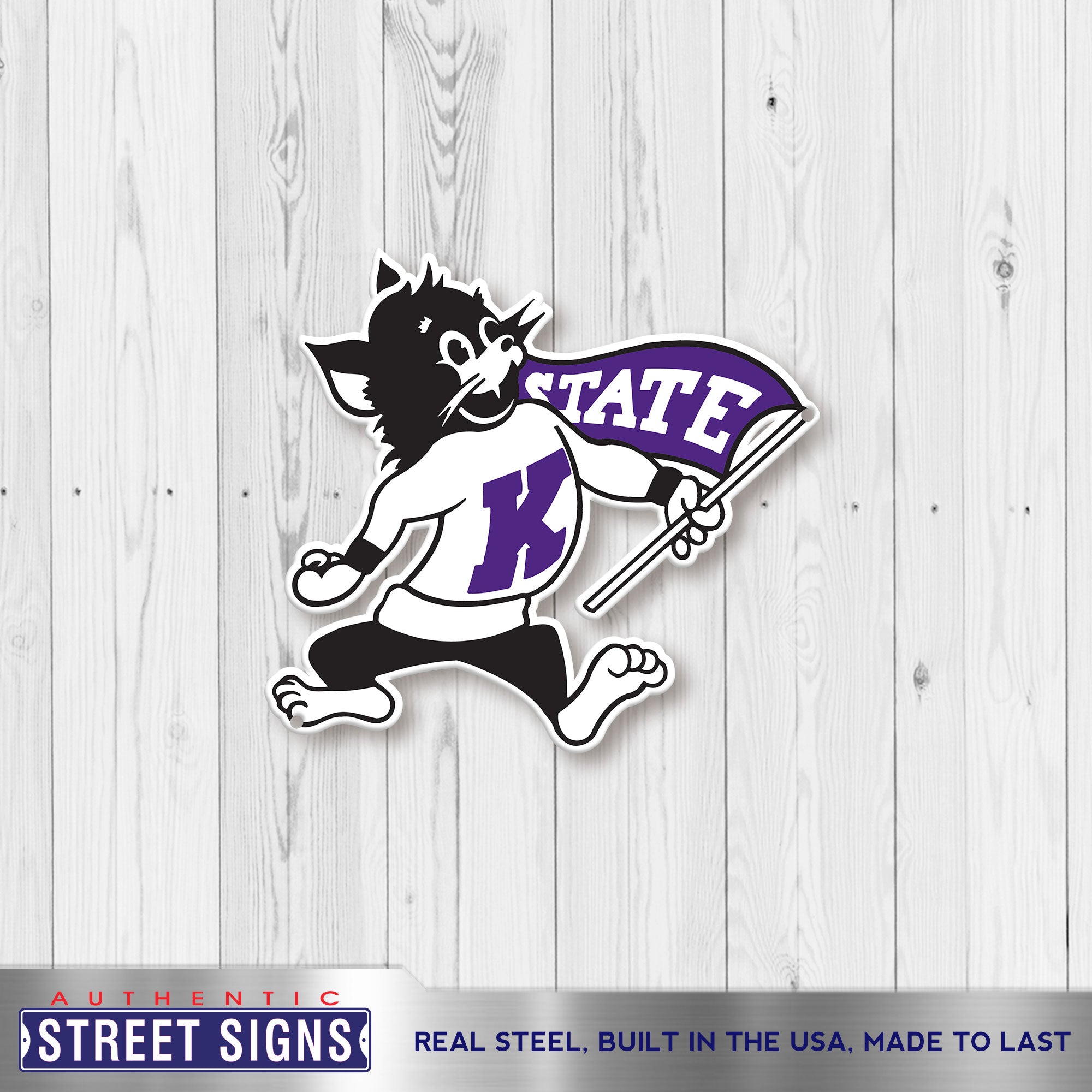 Kansas State Wildcats - Willie the Wildcat 12" Spirit Size Steel Laser Cut Sign