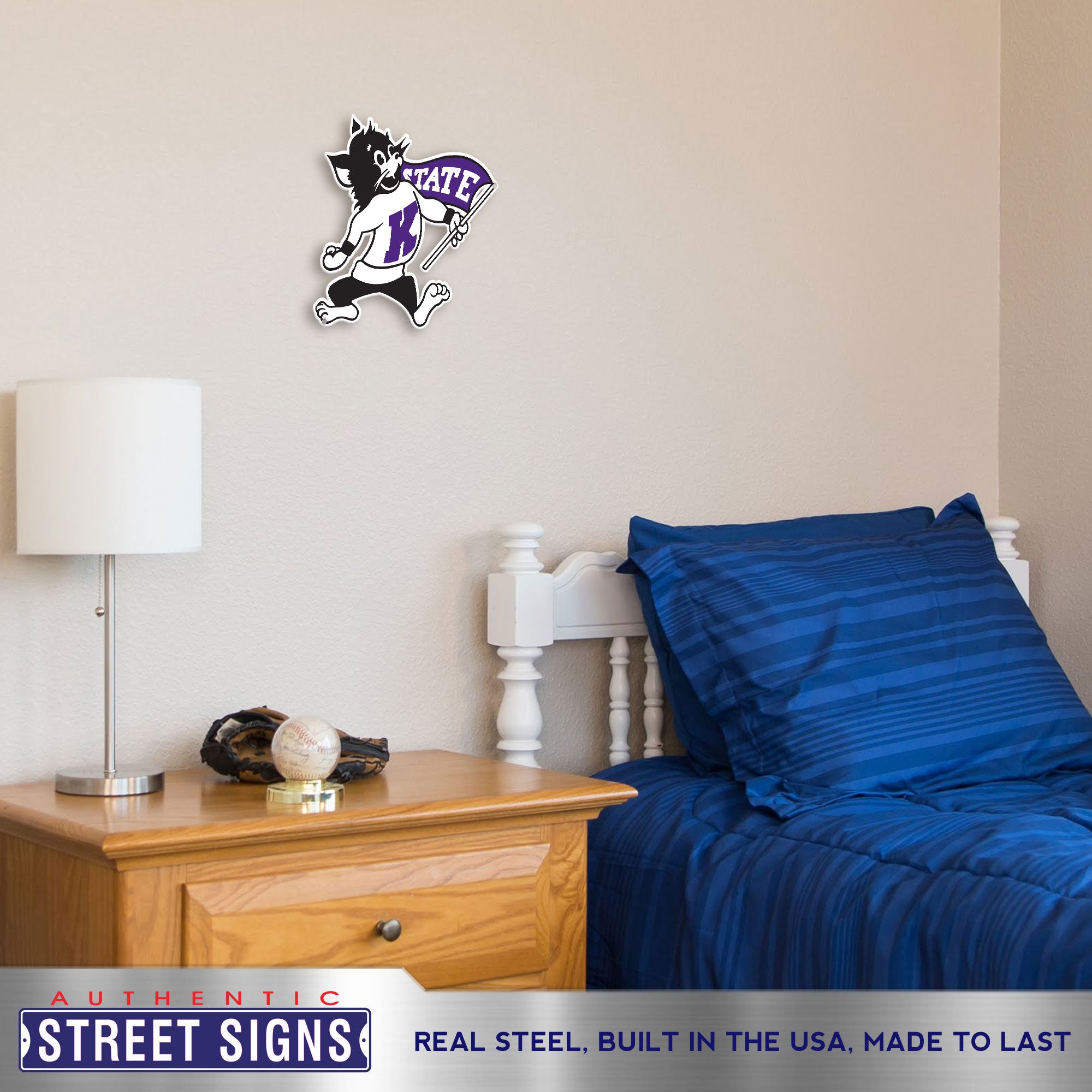 Kansas State Wildcats - Willie the Wildcat 12" Spirit Size Steel Laser Cut Sign