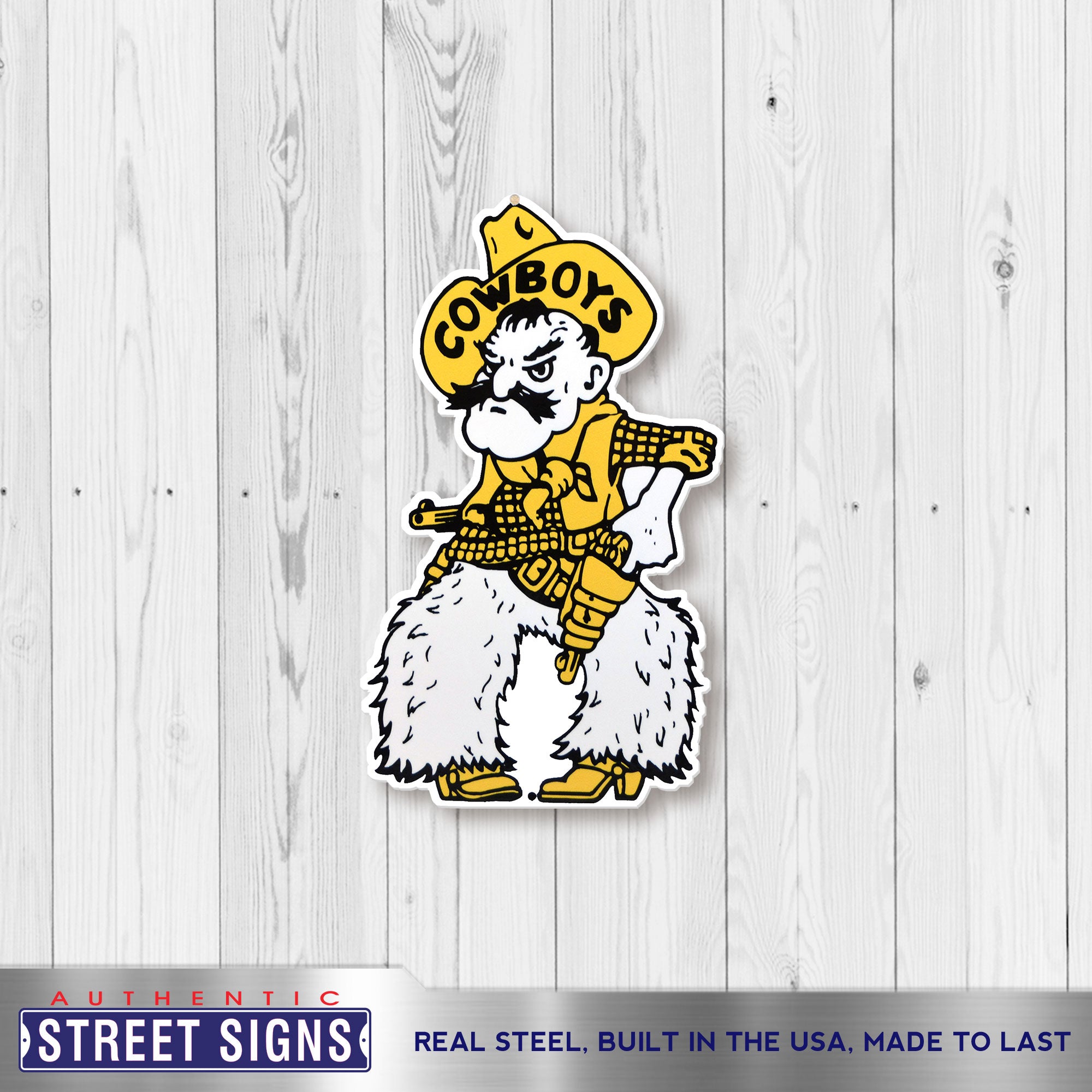 Wyoming Cowboys - Pistol Pete 12" Spirit Size Steel Laser Cut Sign