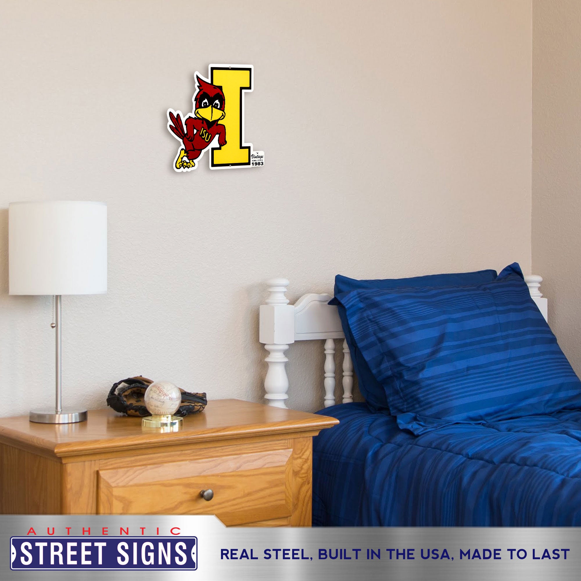 Iowa State Cyclones - Leaning Cy 12" Spirit Size Steel Laser Cut Sign