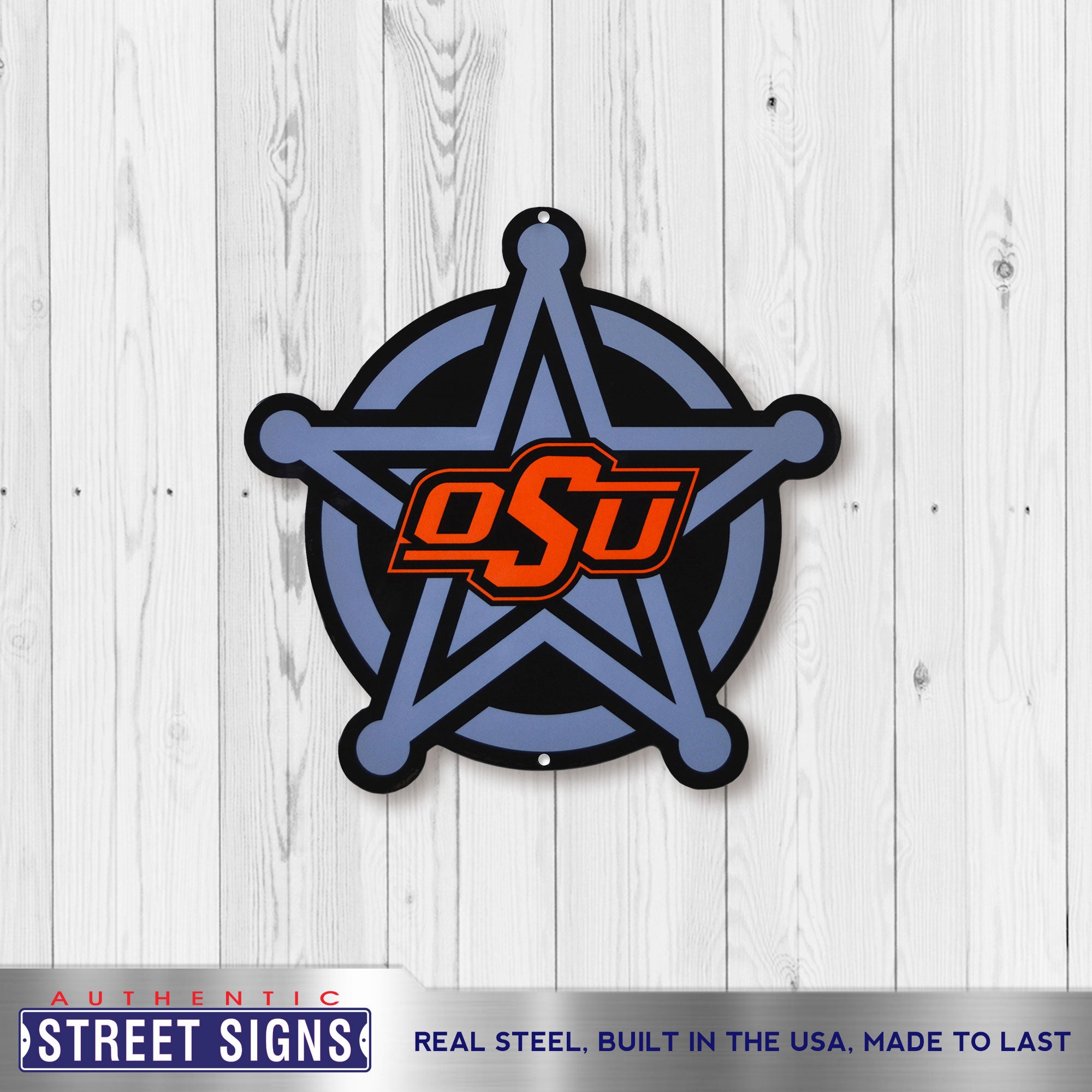 Oklahoma State Cowboys - Badge Logo 12" Spirit Size Steel Laser Cut Sign