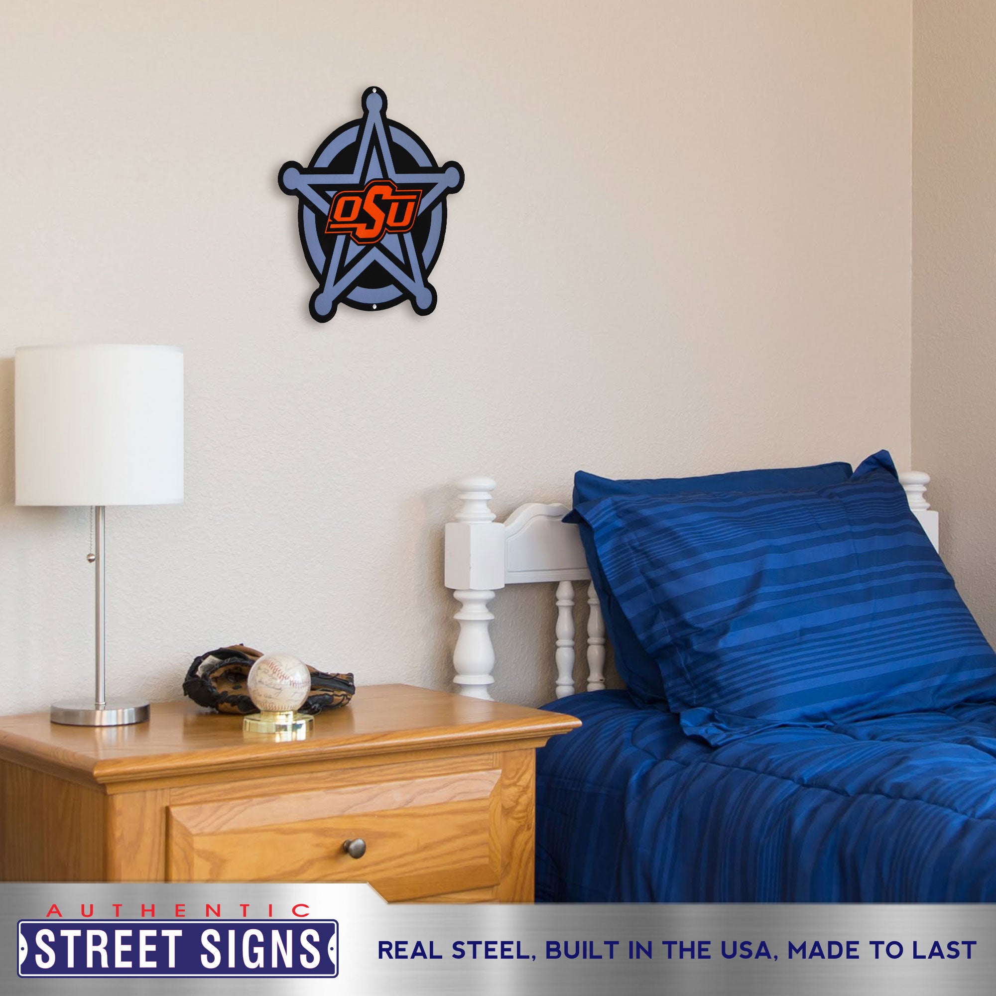 Oklahoma State Cowboys - Badge Logo 12" Spirit Size Steel Laser Cut Sign