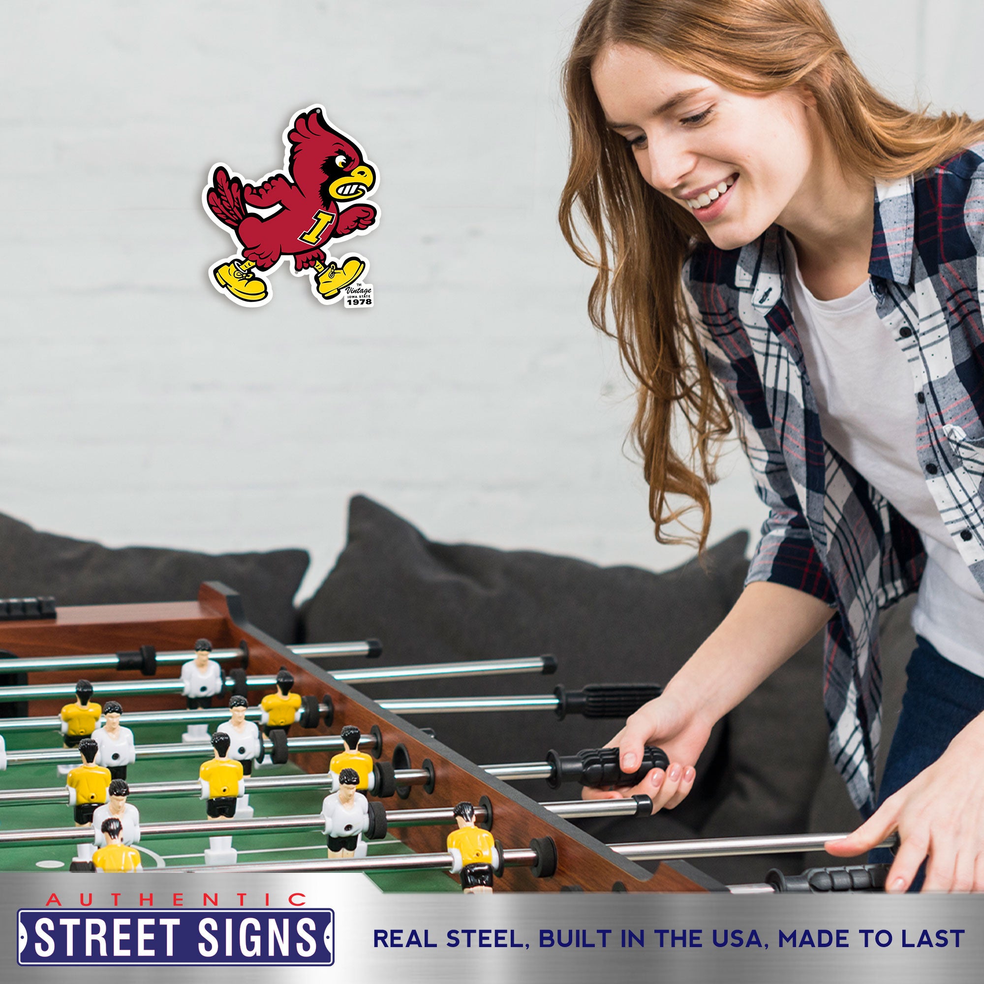 Iowa State Cyclones - Walking Cy 12" Spirit Size Steel Laser Cut Sign