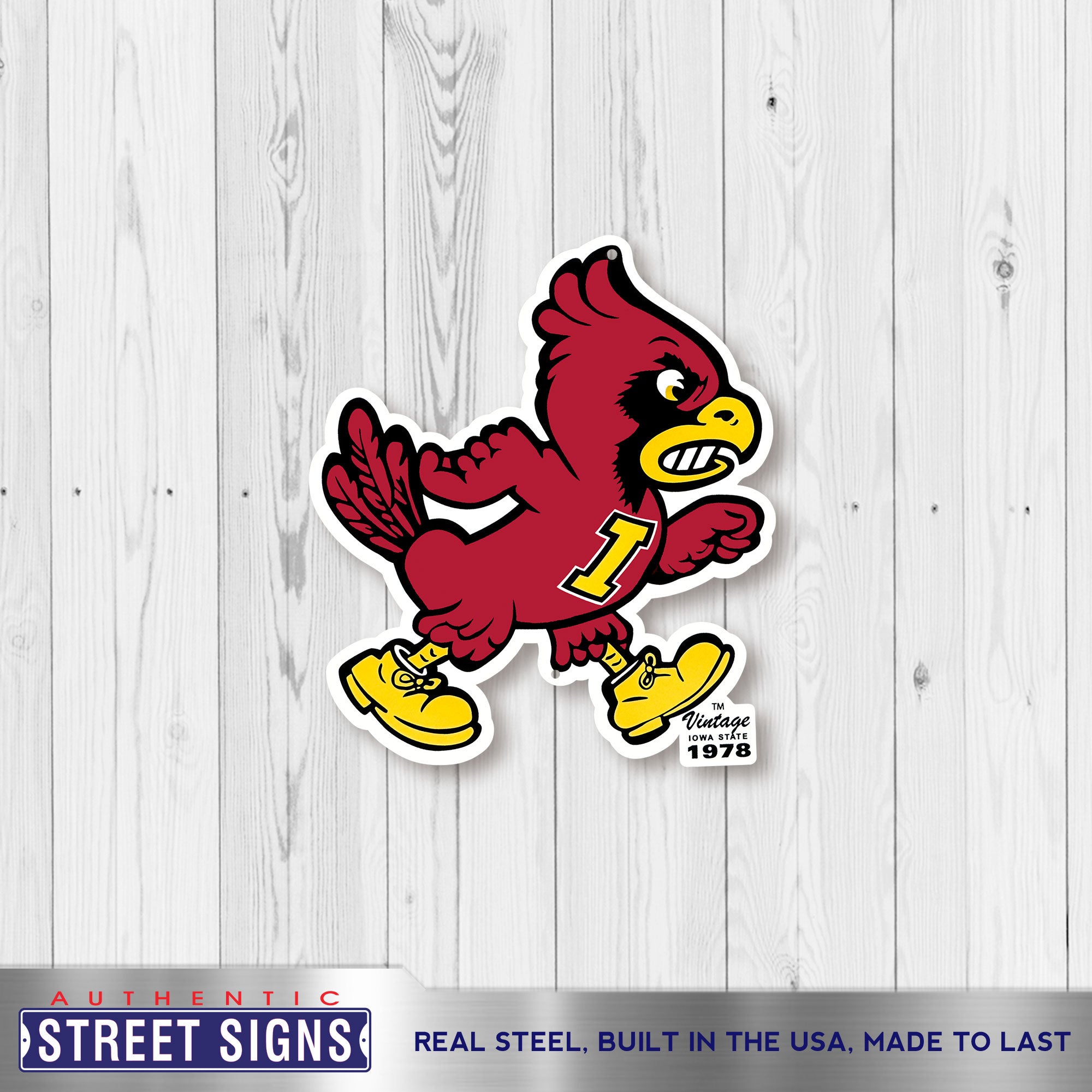 Iowa State Cyclones - Walking Cy 12" Spirit Size Steel Laser Cut Sign