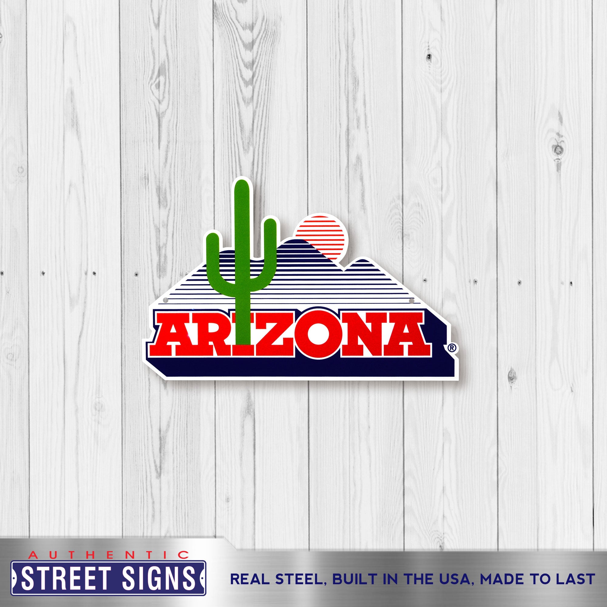 Arizona Wildcats - Vintage Cactus 12" Spirit Size Steel Laser Cut Sign