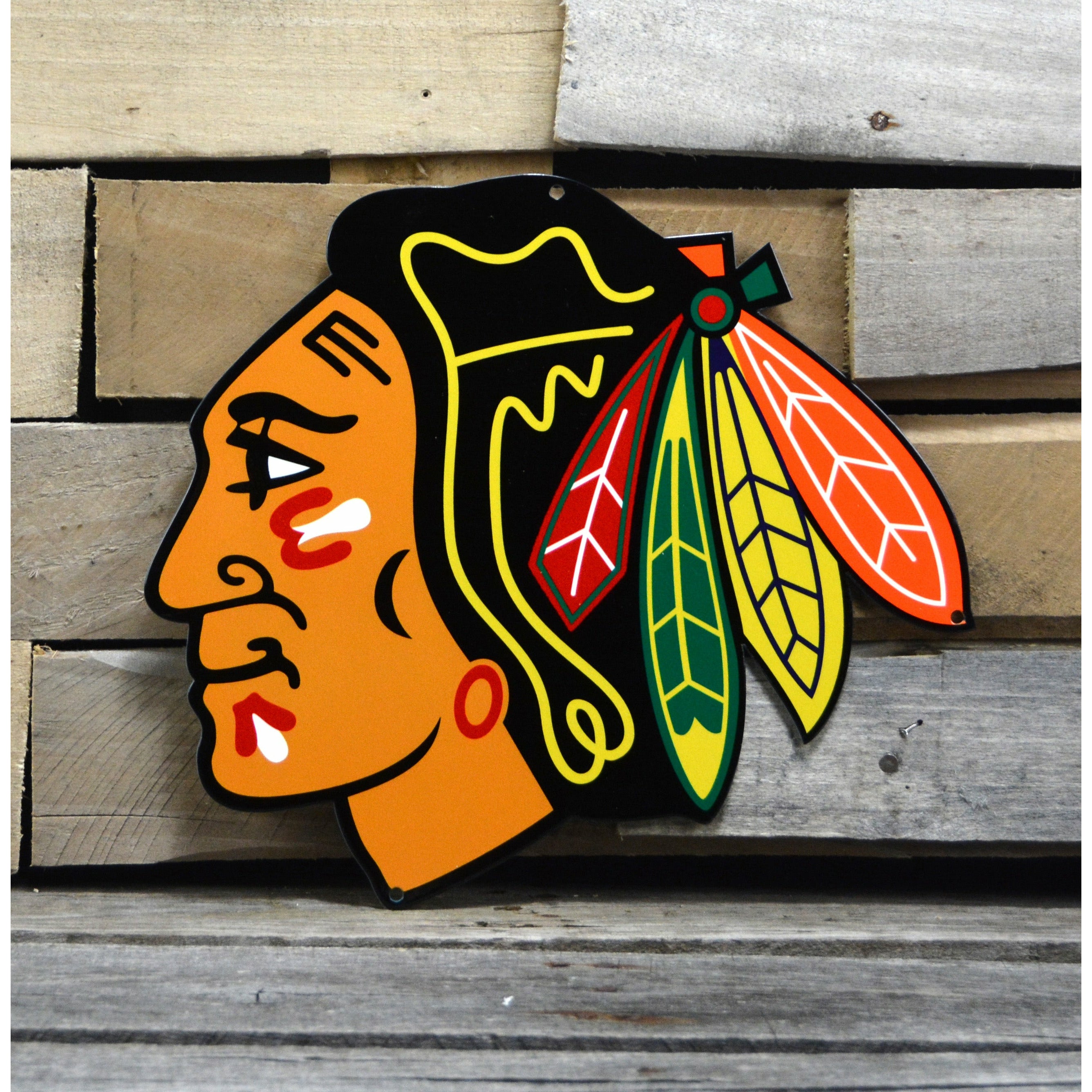 Chicago Blackhawks 12" Spirit Size Steel Laser Cut Sign