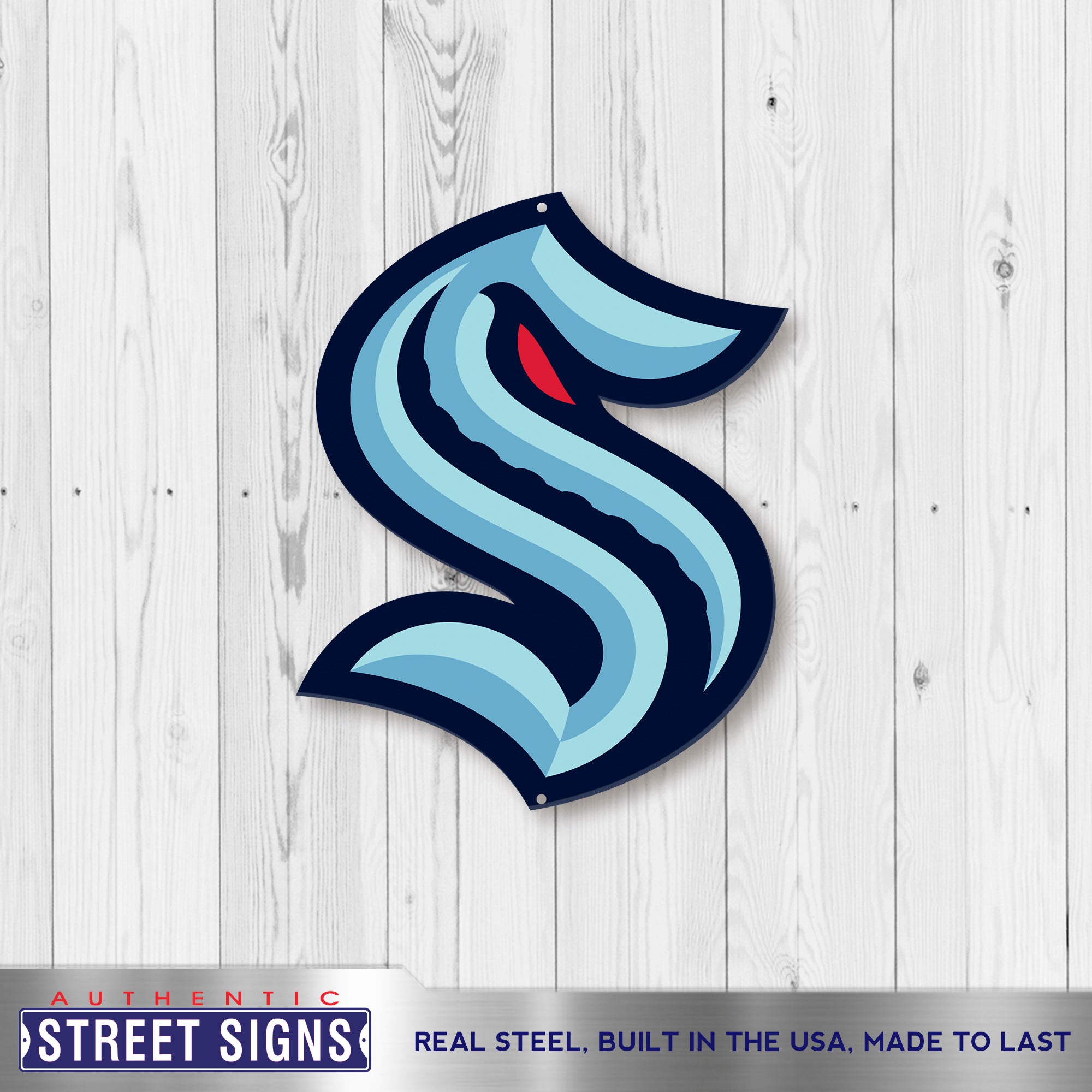 Seattle Kraken 12" Spirit Size Steel Laser Cut Sign