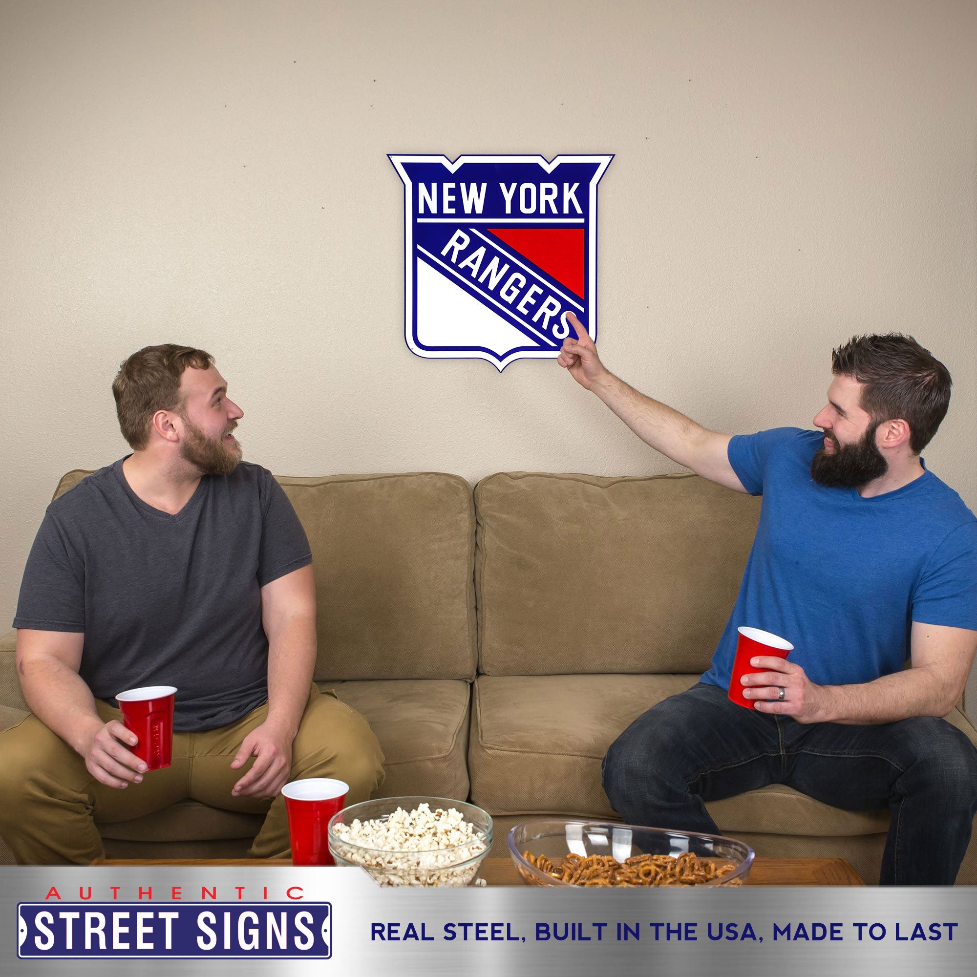 New York Rangers 20-24" Statement Size Steel Laser Cut Sign