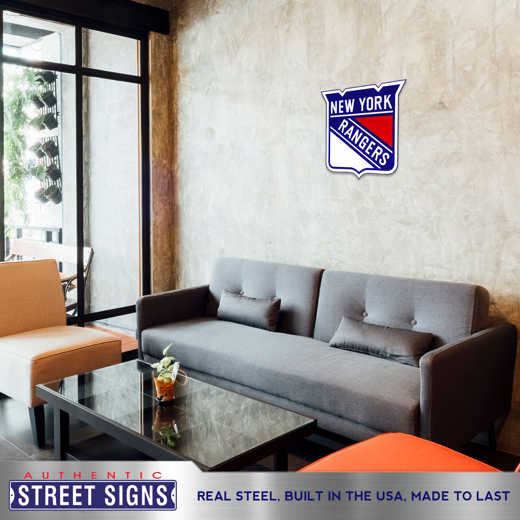 New York Rangers 20-24" Statement Size Steel Laser Cut Sign