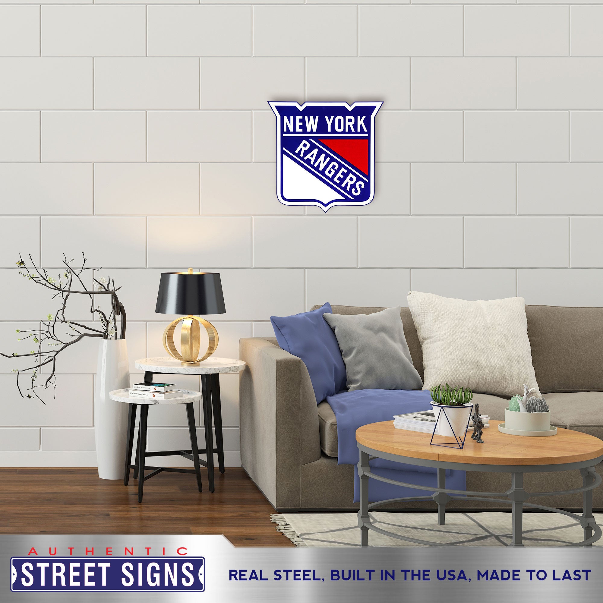 New York Rangers 20-24" Statement Size Steel Laser Cut Sign