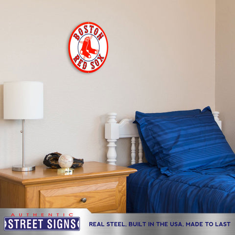 Authentic Street Signs 94001 12 in Red Sox Circle Steel Logo