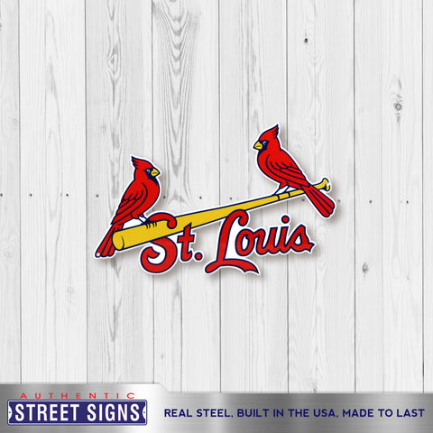 Authentic Street Signs St. Louis Cardinals Bird at Bat Steel Logo Sign