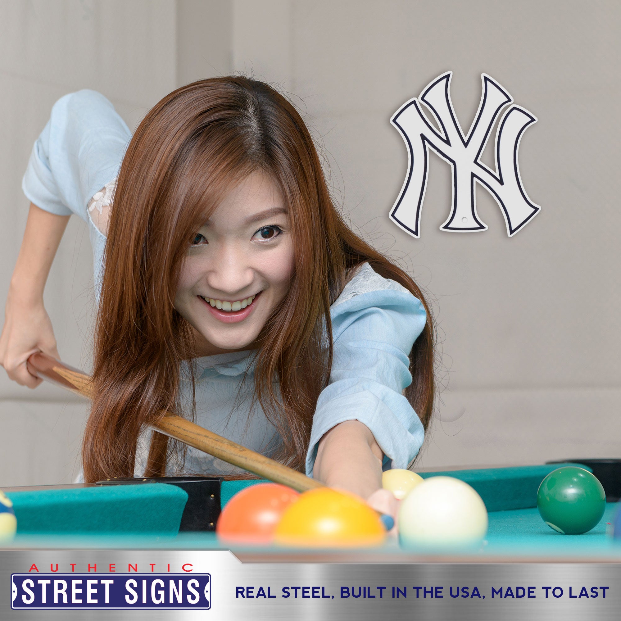 New York Yankees - NY Logo 12" Spirit Size Steel Laser Cut Sign