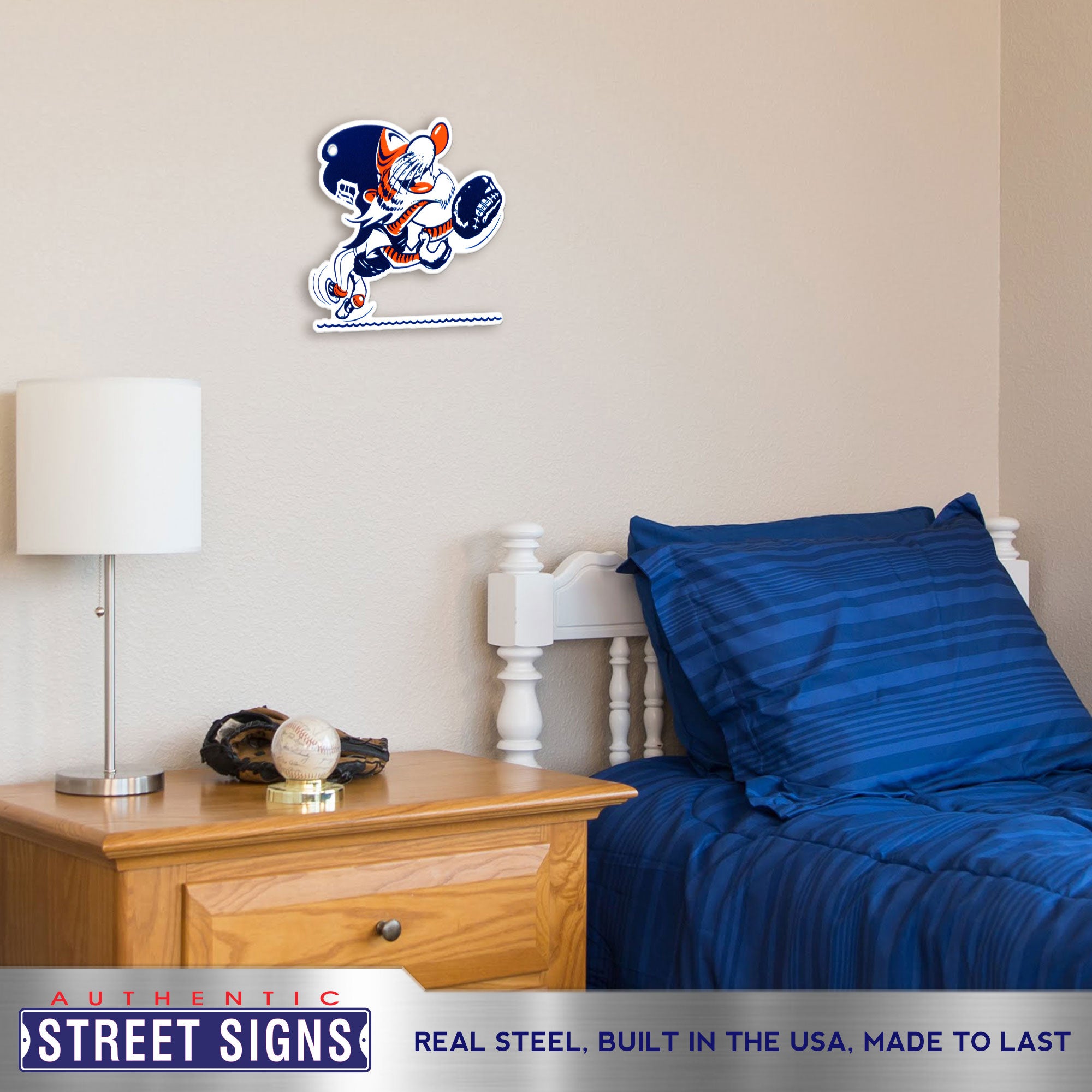 Detroit Tigers - Catcher Kitty 12" Spirit Size Steel Laser Cut Sign