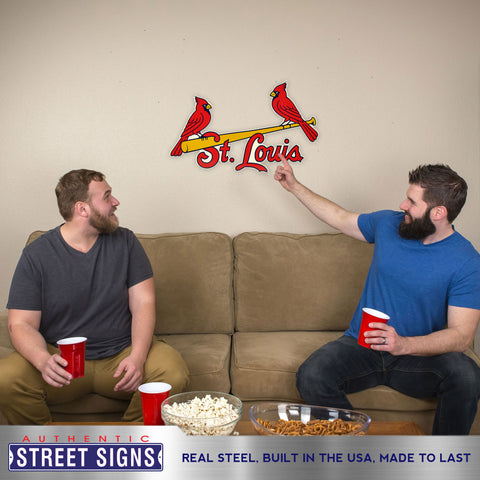 St. Louis Cardinals - Vintage 2 Birds on Bat 12 Spirit Size Steel Laser  Cut Sign