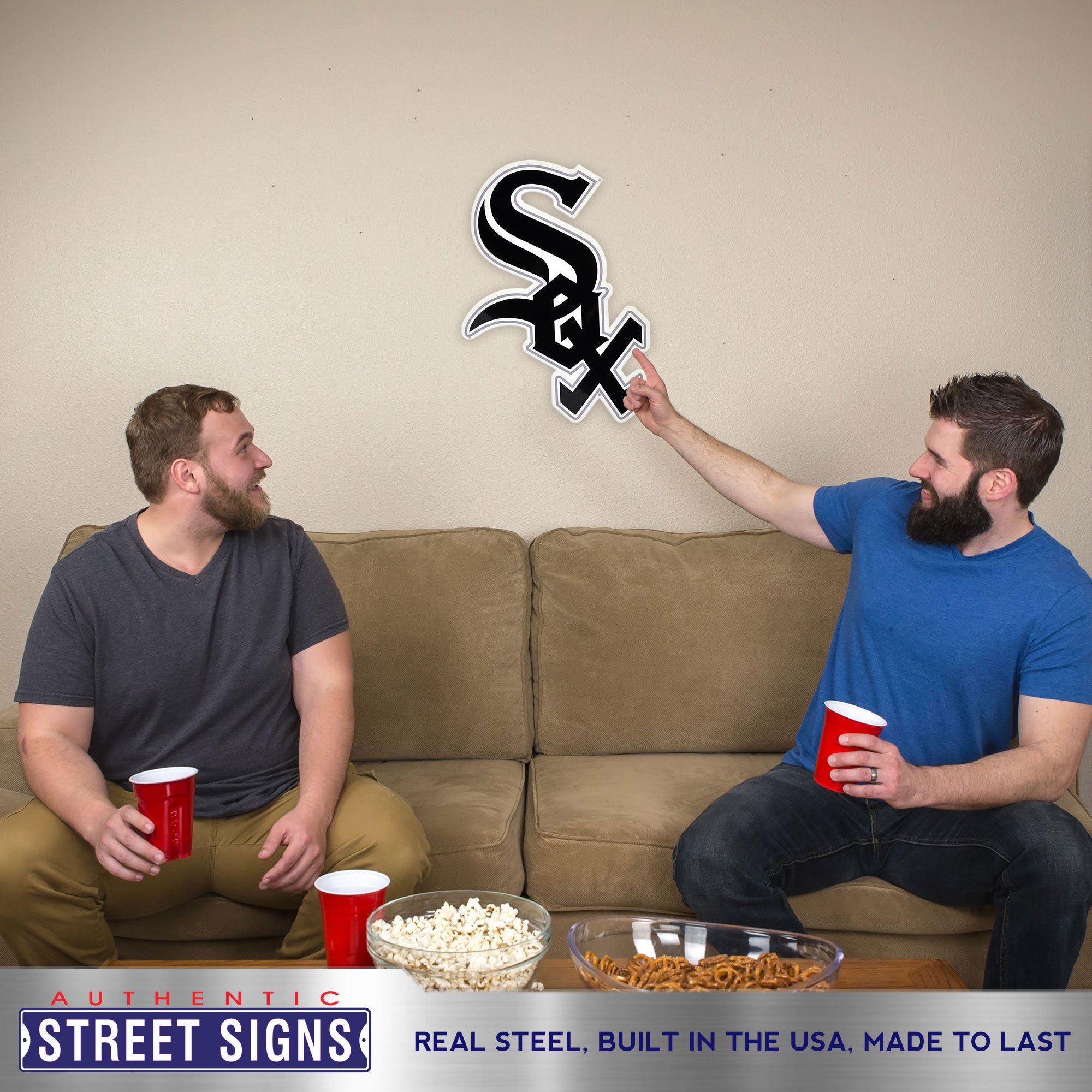 Chicago White Sox 24" X 15" Statement Size Steel Laser Cut Sign