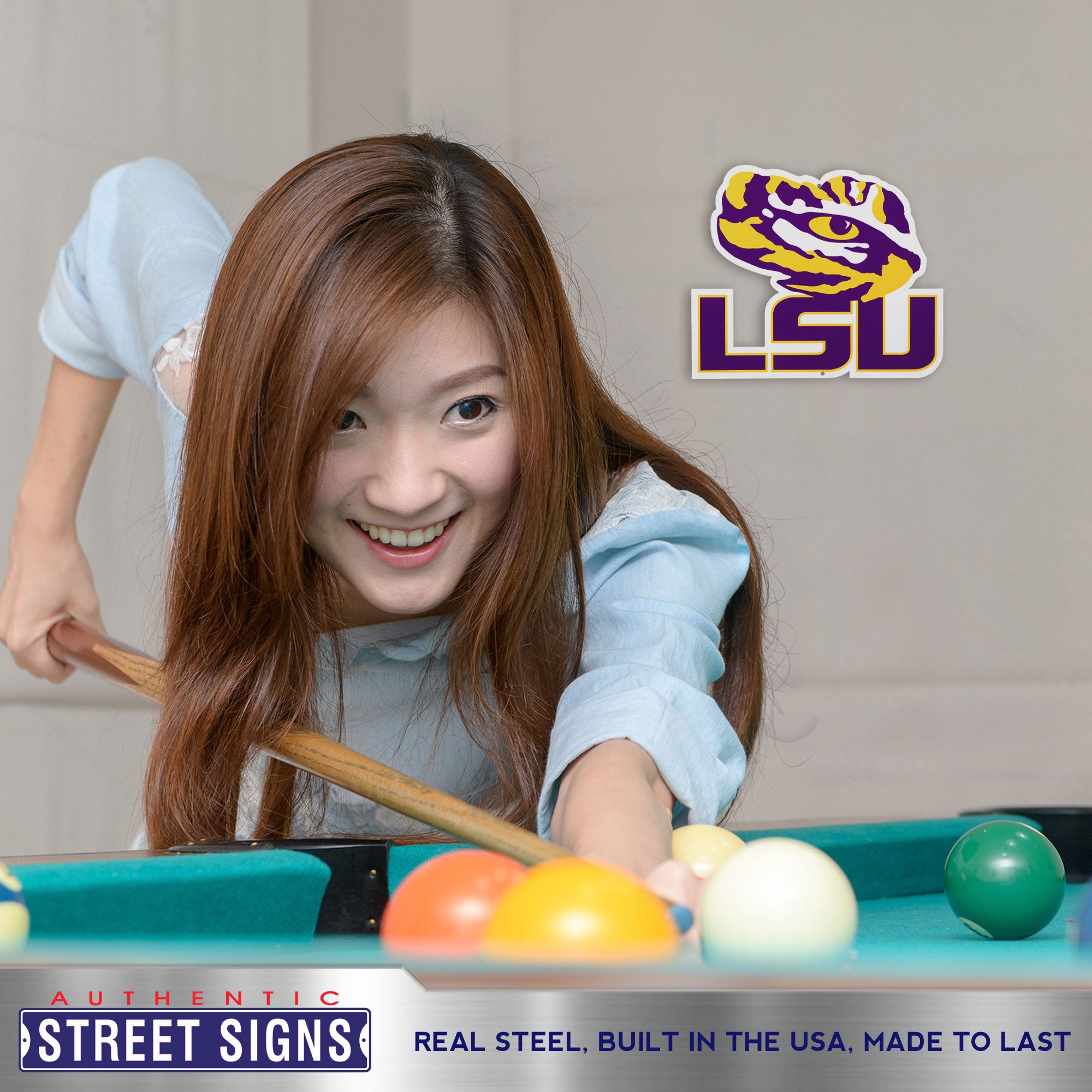 LSU Tigers - Tiger Eye 12" Spirit Size Steel Laser Cut Sign