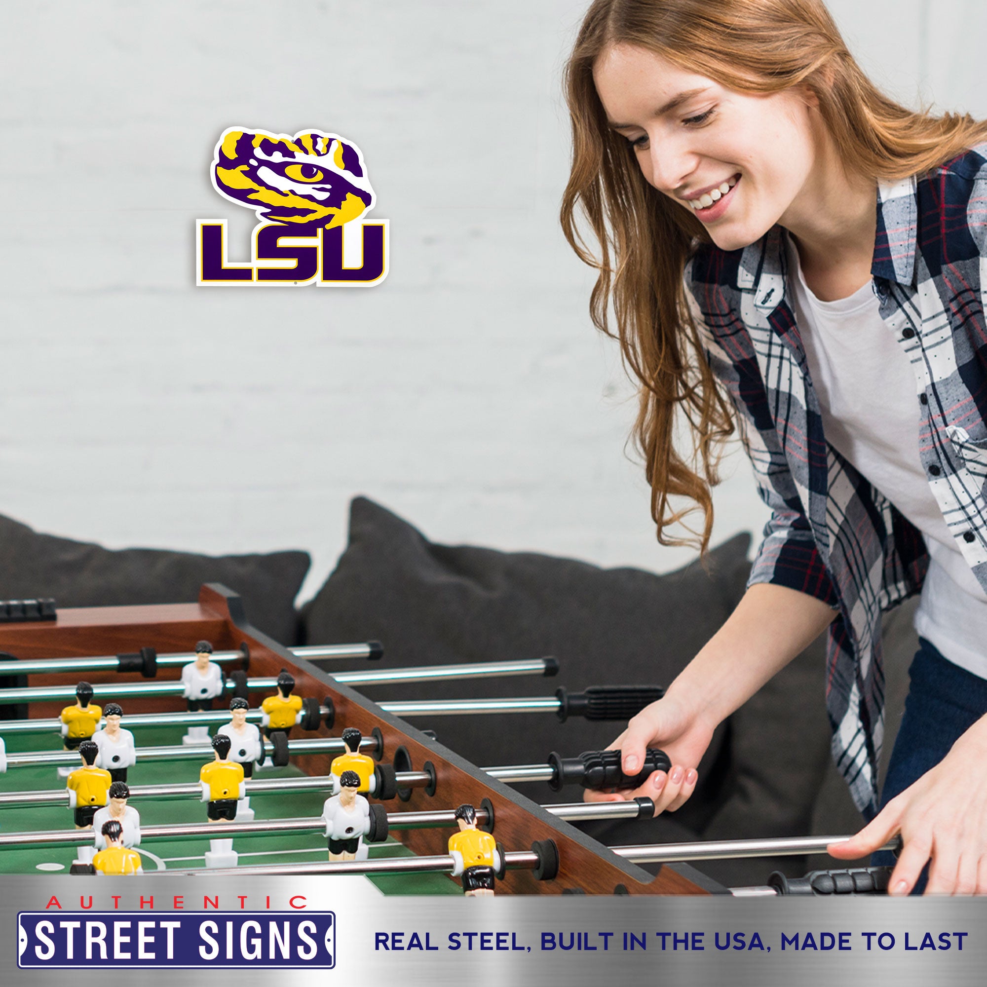 LSU Tigers - Tiger Eye 12" Spirit Size Steel Laser Cut Sign