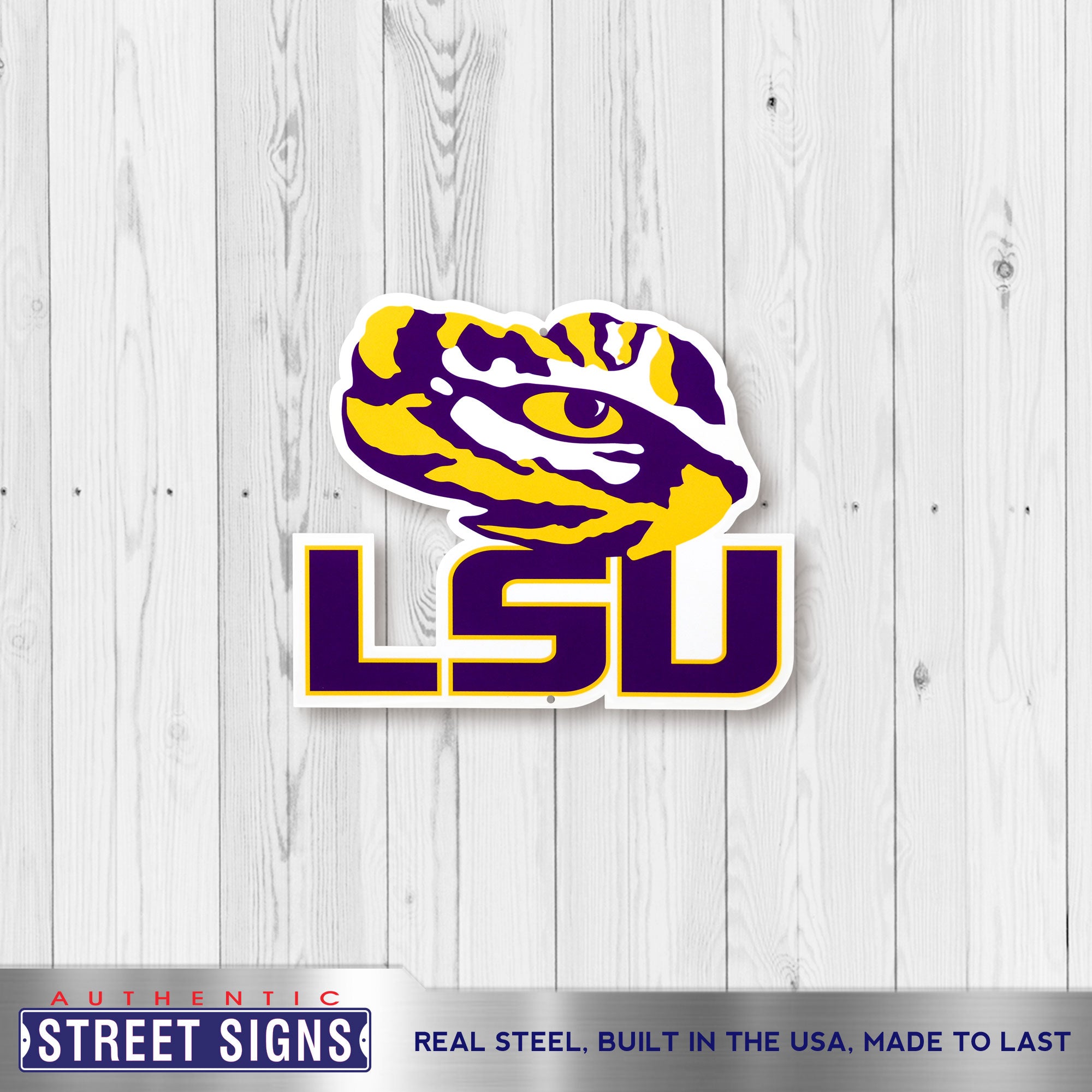 LSU Tigers - Tiger Eye 12" Spirit Size Steel Laser Cut Sign