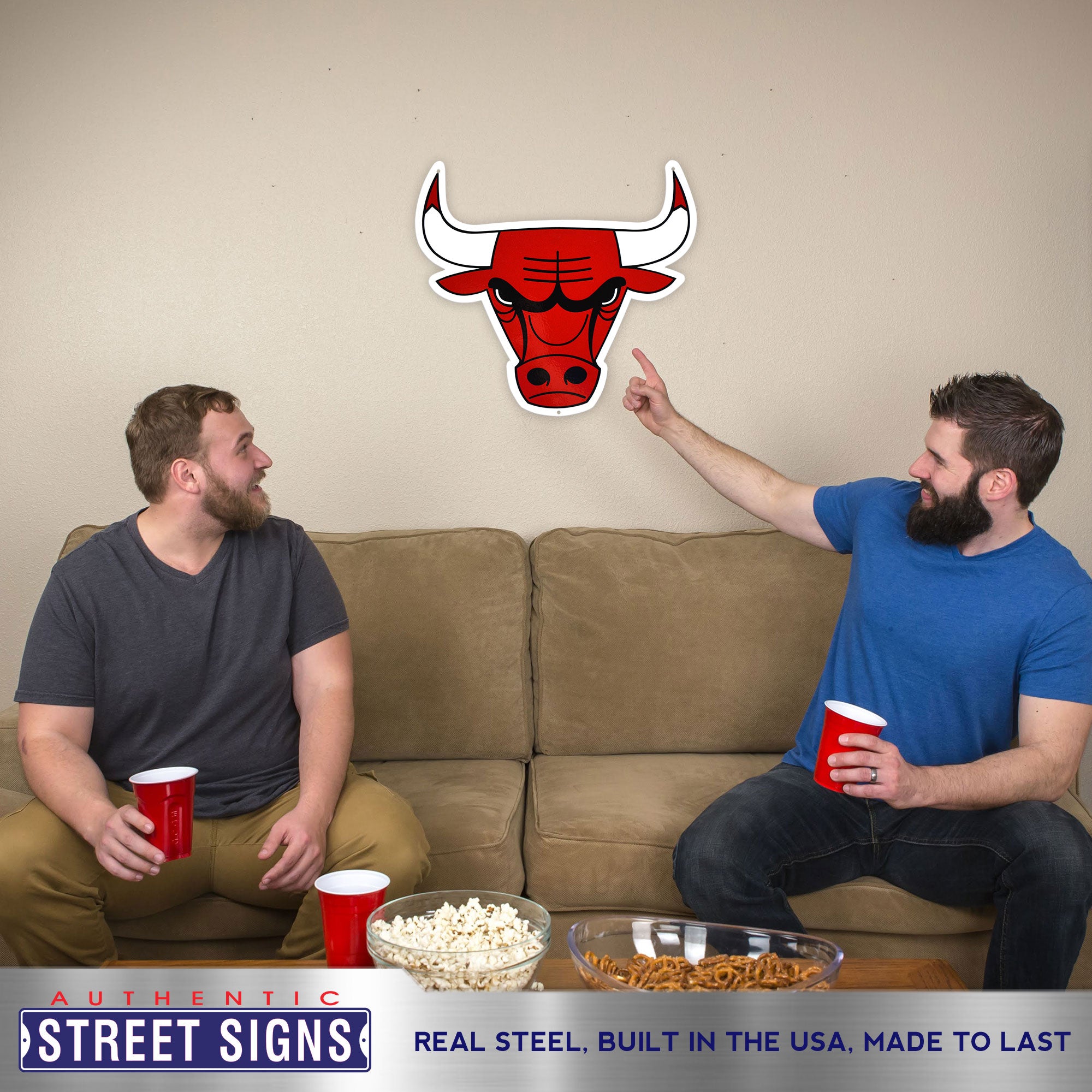 Chicago Bulls 21" X 19" Statement Size Steel Laser Cut Sign