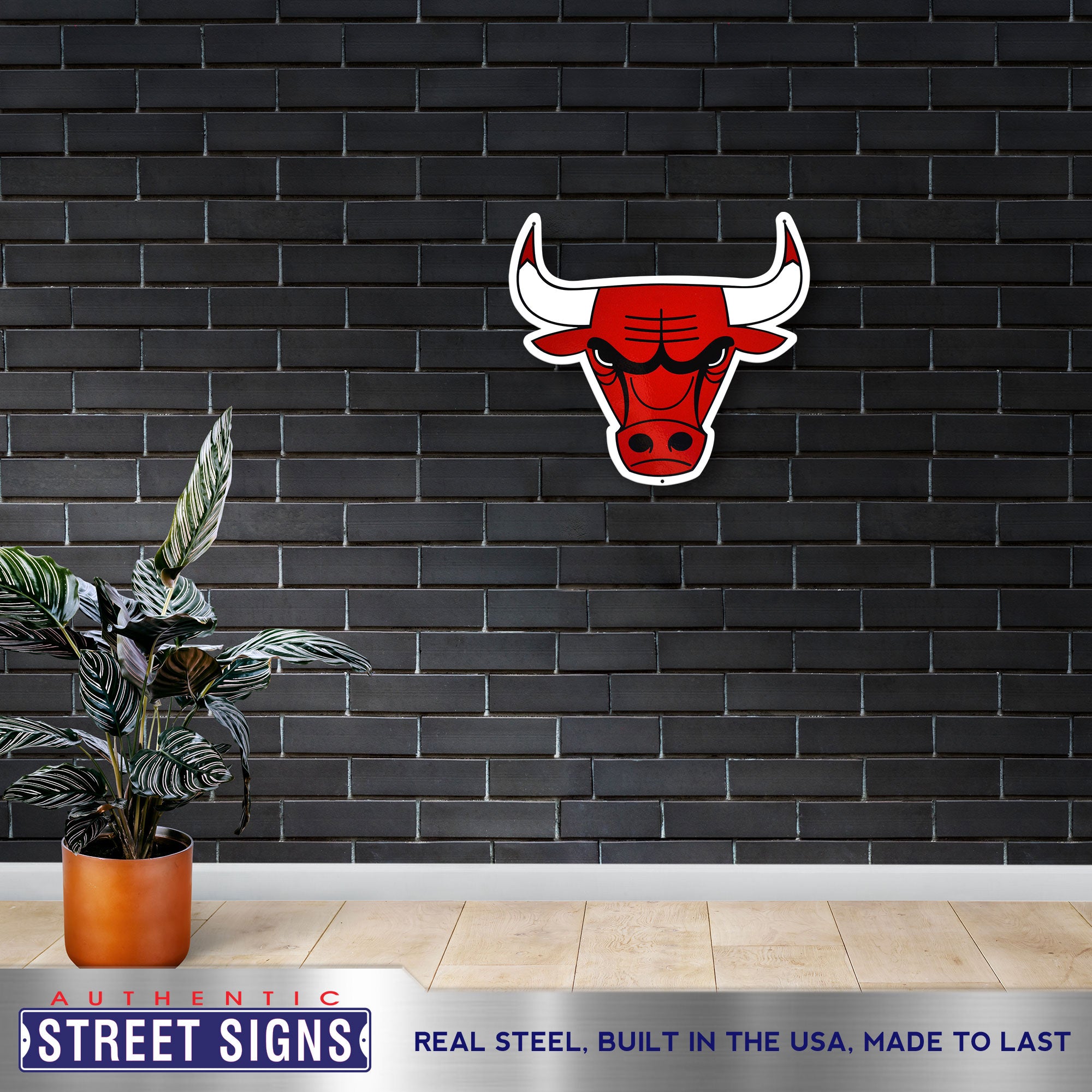 Chicago Bulls 21" X 19" Statement Size Steel Laser Cut Sign
