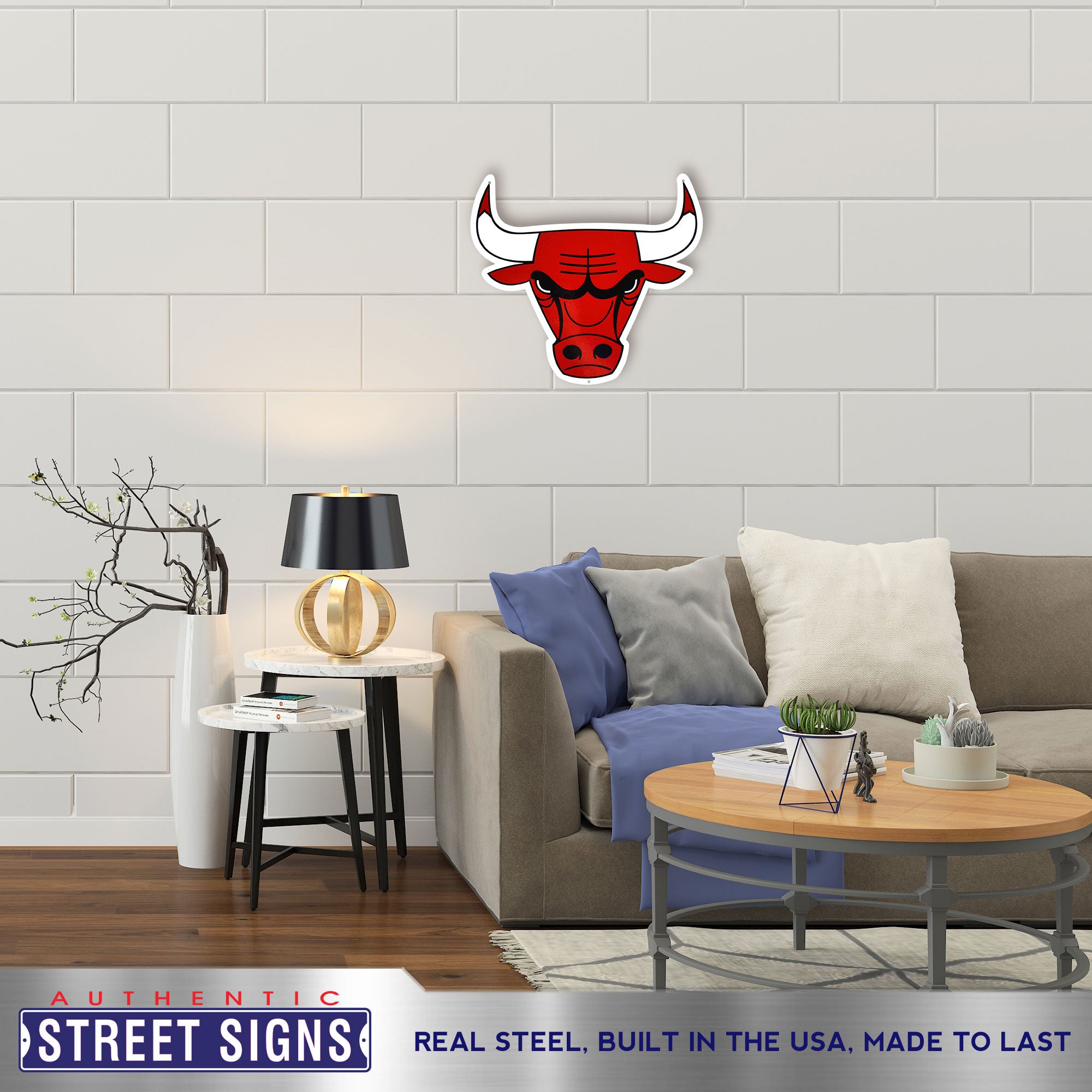 Chicago Bulls 21" X 19" Statement Size Steel Laser Cut Sign