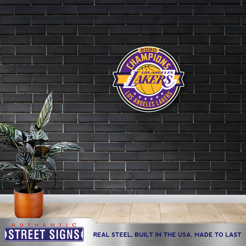 Los Angeles Lakers - 2020 Champions - Embossed Steel Street Sign
