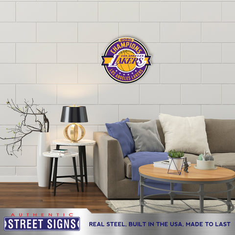Los Angeles Lakers - 2020 Champions - Embossed Steel Street Sign