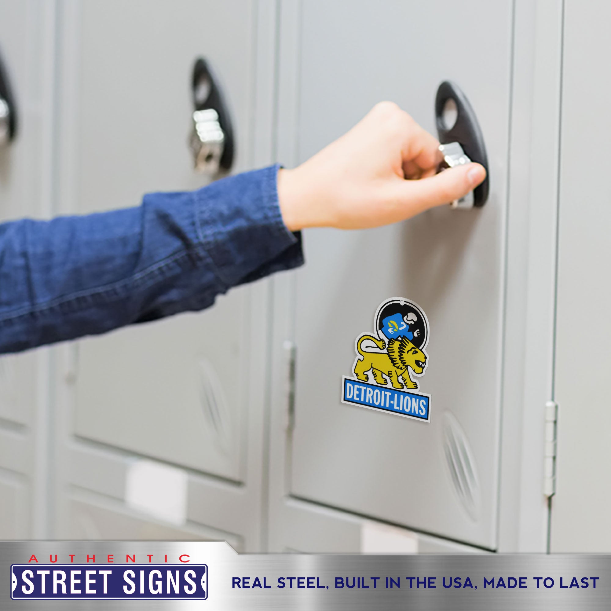 Detroit Lions - Vintage Yellow Logo Steel Super Magnet