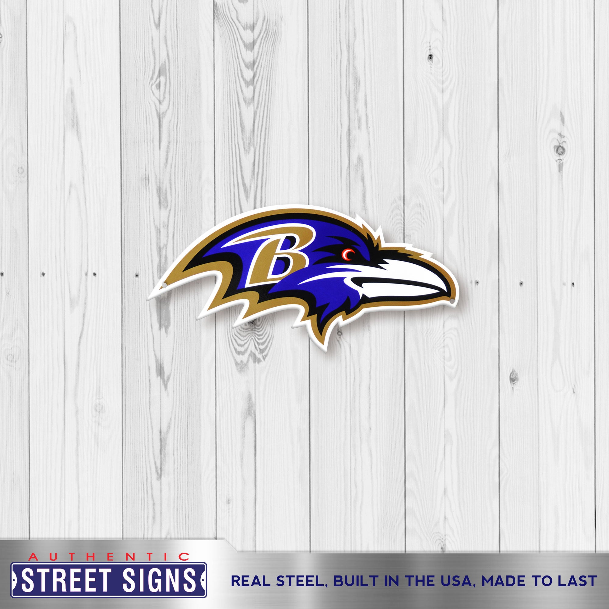 Baltimore Ravens 12" Spirit Size Steel Laser Cut Sign