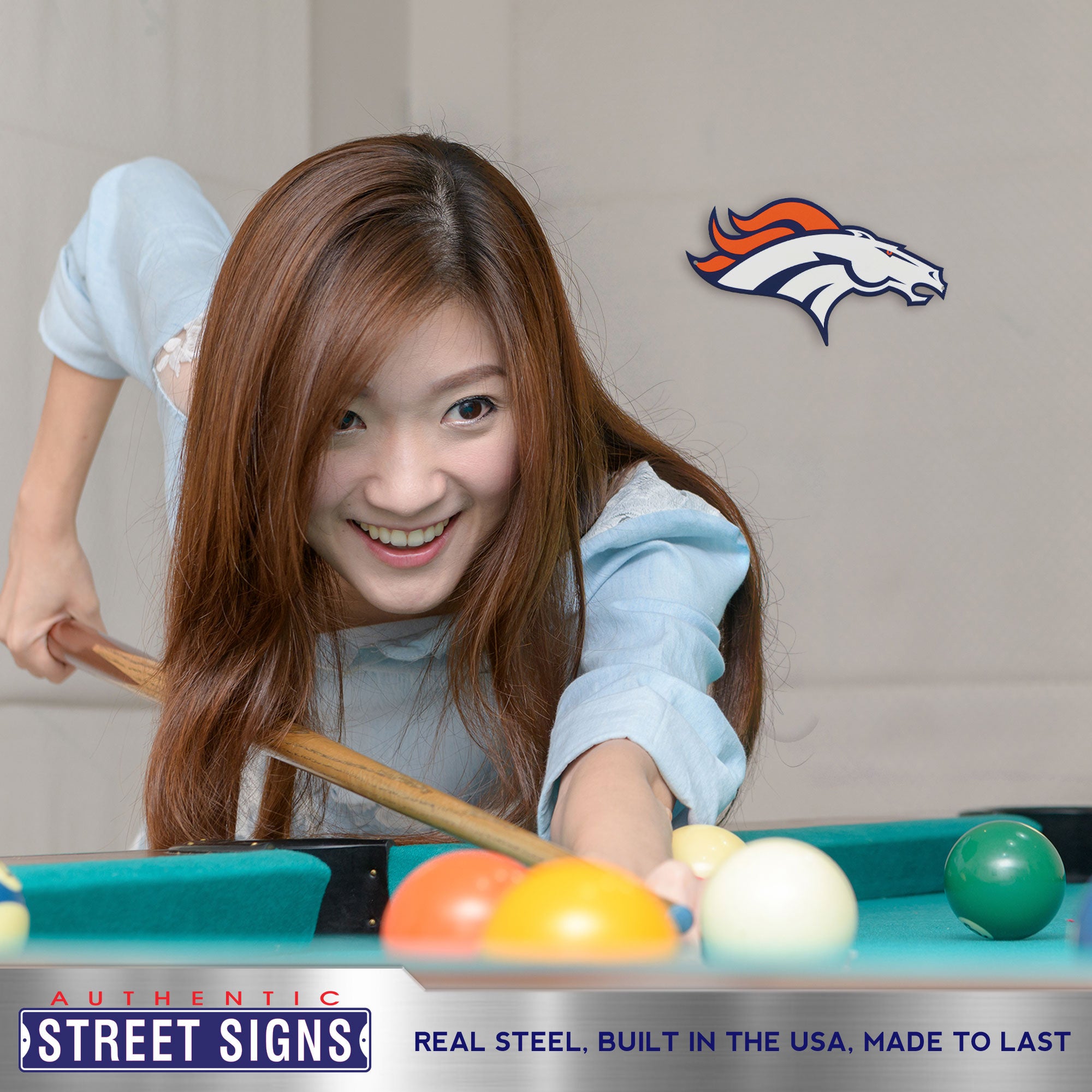 Denver Broncos 12" Spirit Size Steel Laser Cut Sign