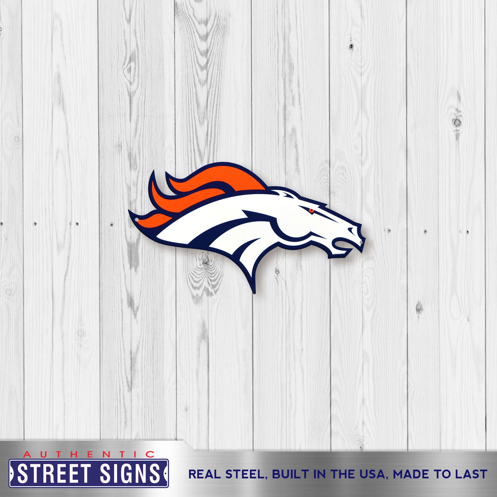 Denver Broncos 12" Spirit Size Steel Laser Cut Sign
