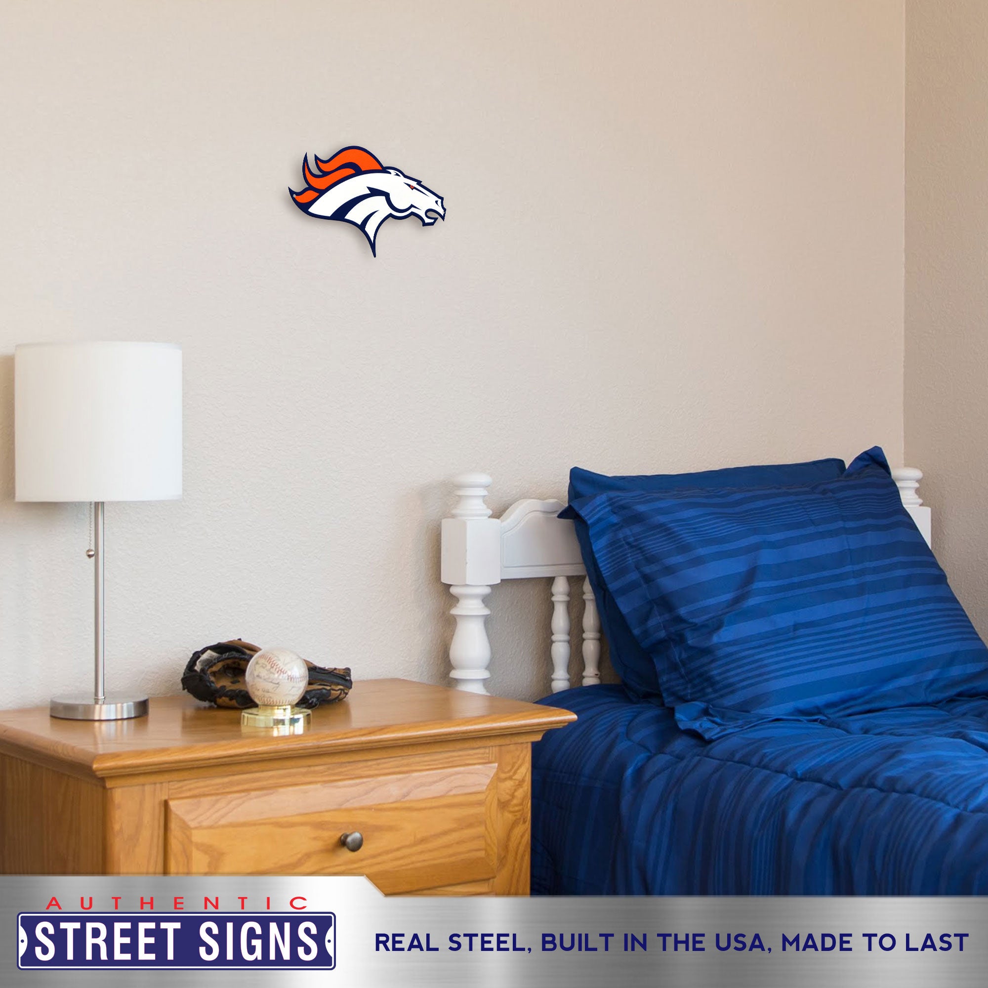 Denver Broncos 12" Spirit Size Steel Laser Cut Sign