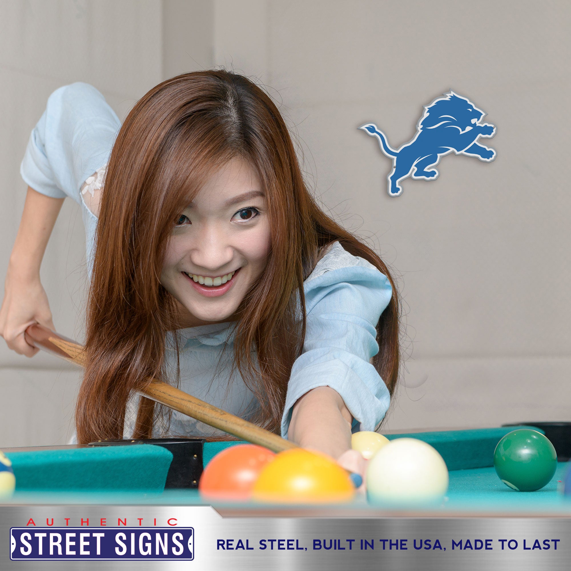 Detroit Lions 12" Spirit Size Steel Laser Cut Sign