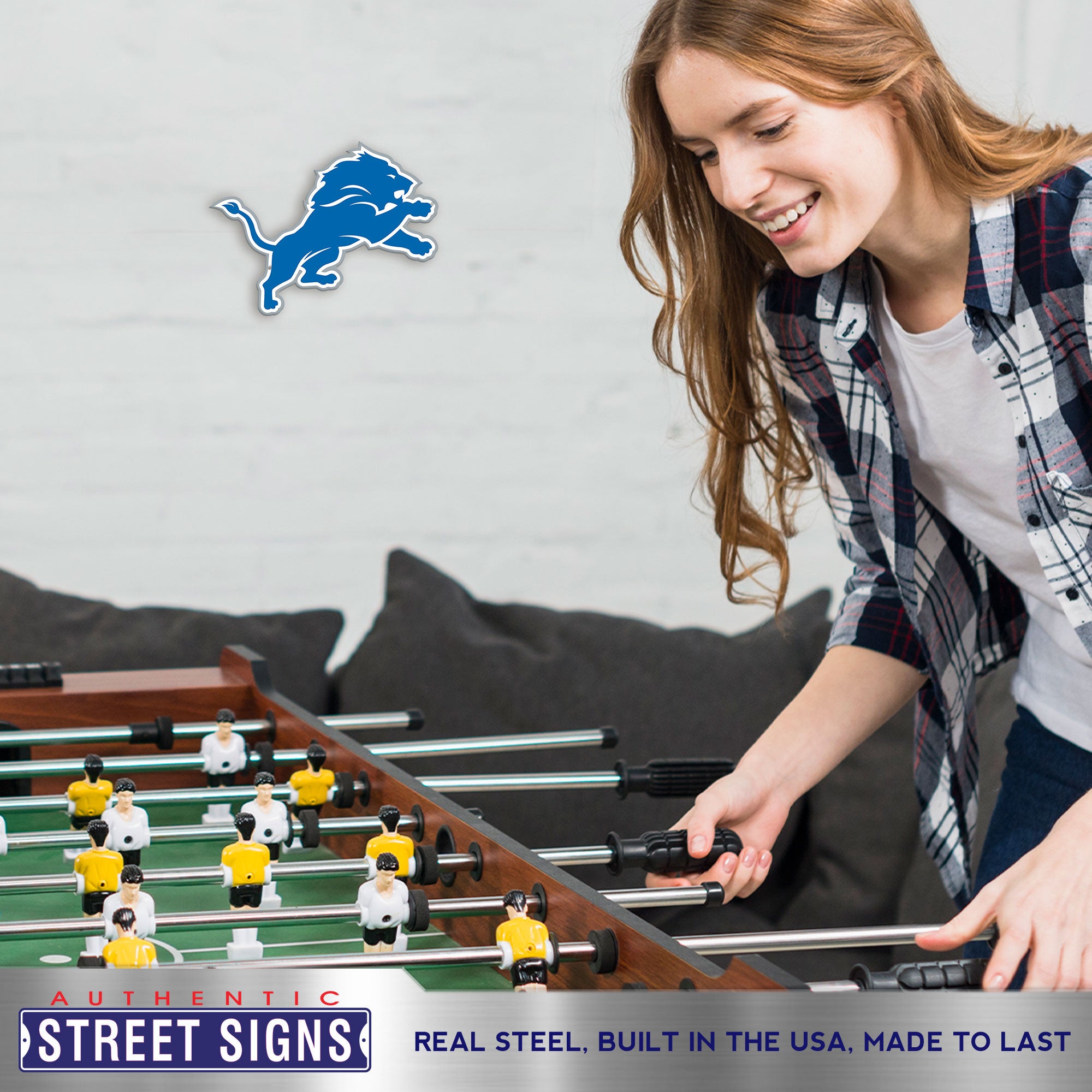Detroit Lions 12" Spirit Size Steel Laser Cut Sign