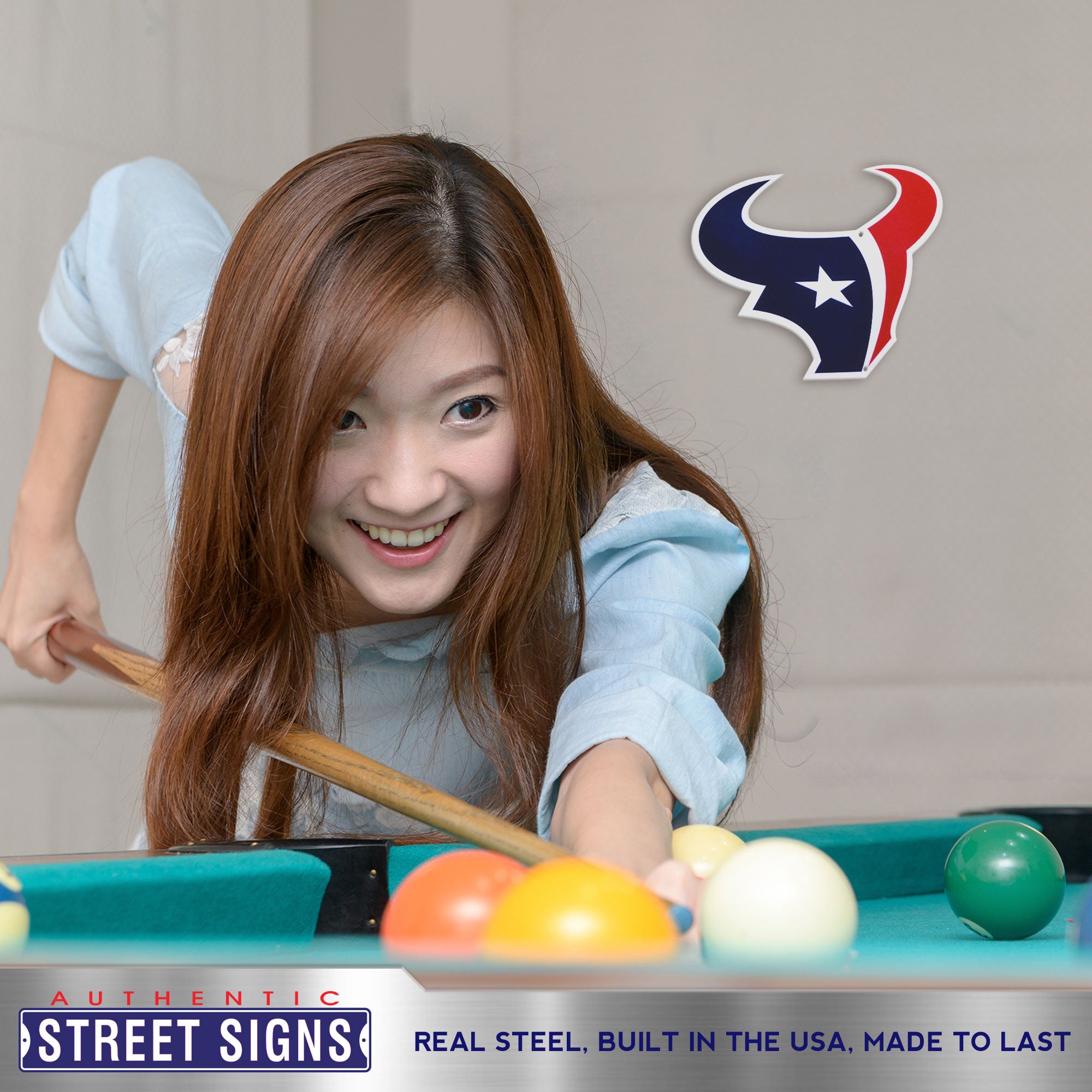Houston Texans 12" Spirit Size Steel Laser Cut Sign