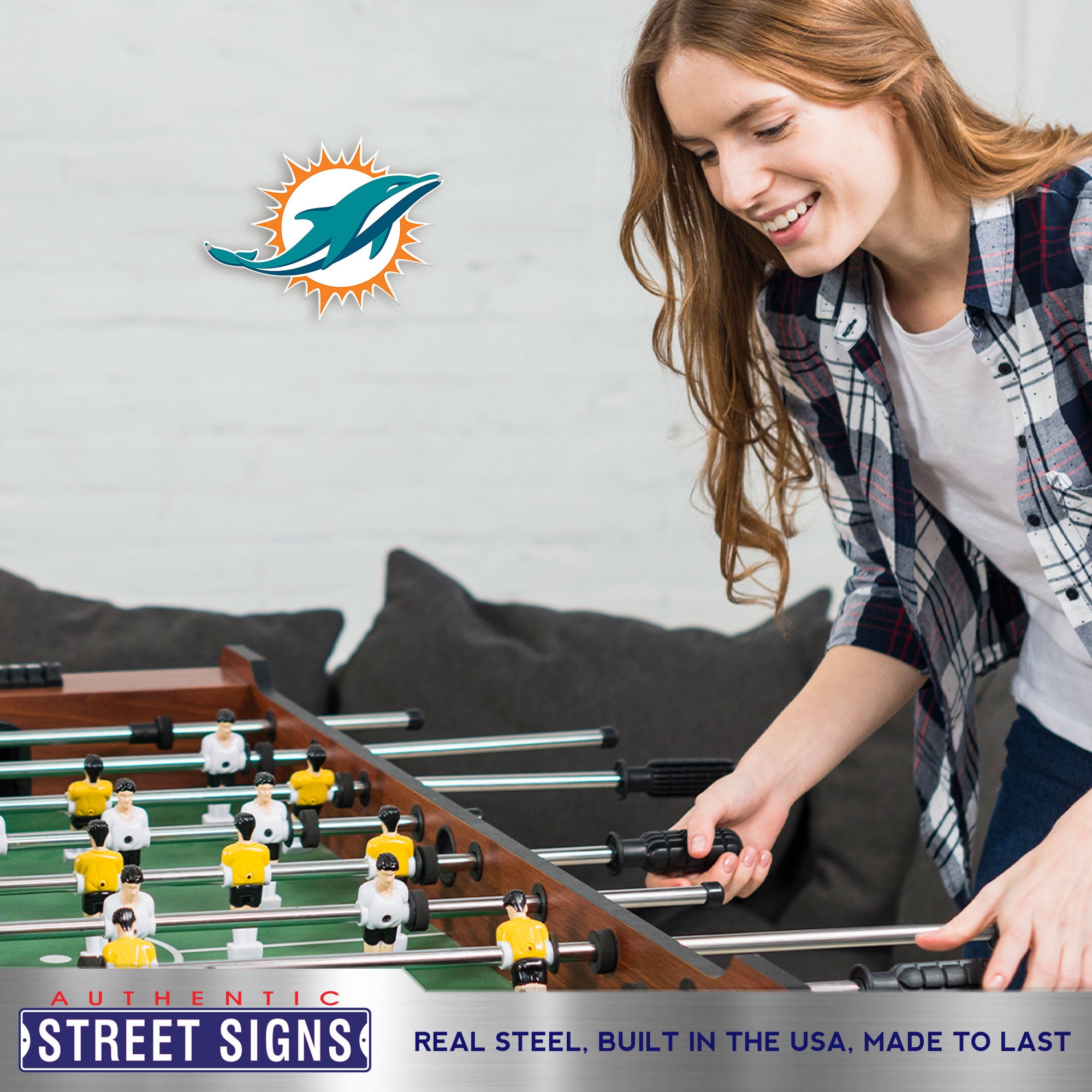 Miami Dolphins 12" Spirit Size Steel Laser Cut Sign