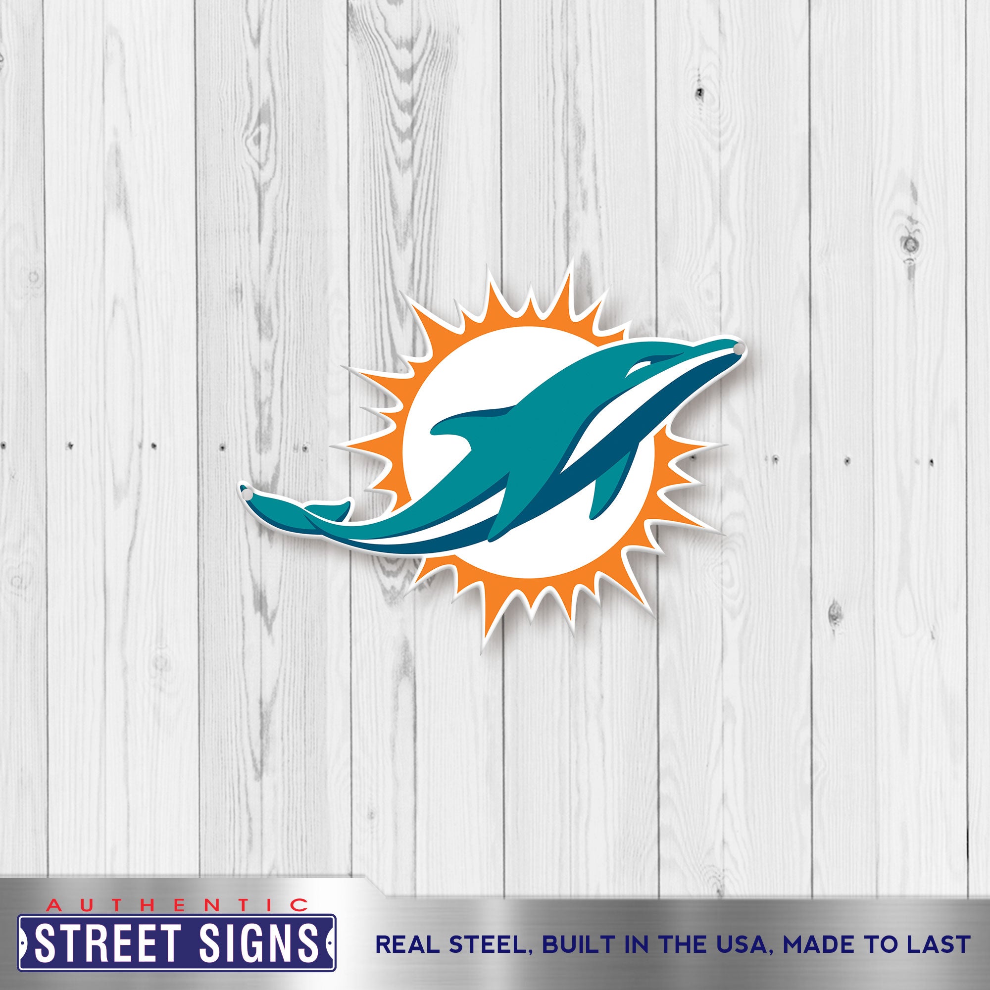 Miami Dolphins 12" Spirit Size Steel Laser Cut Sign
