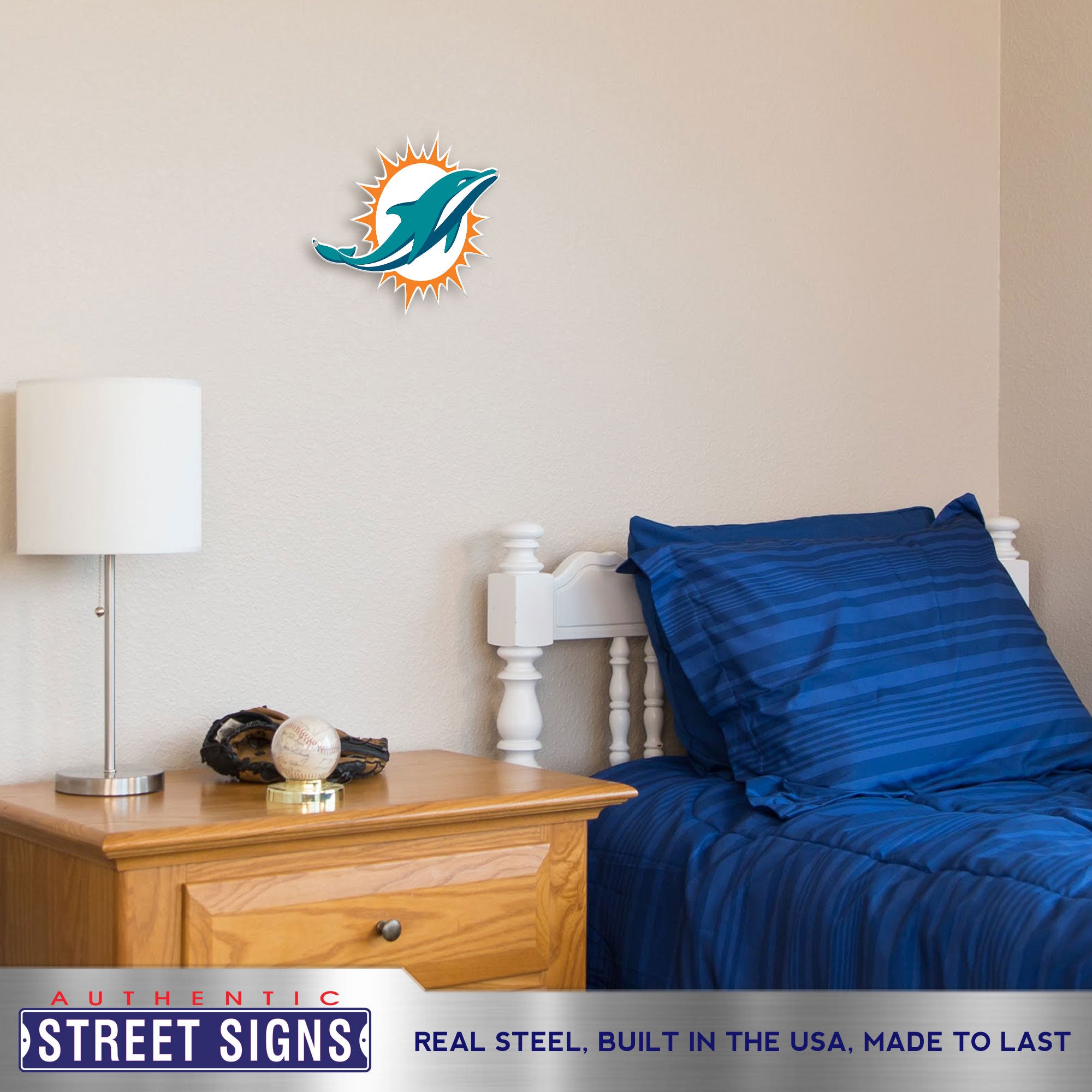 Miami Dolphins 12" Spirit Size Steel Laser Cut Sign