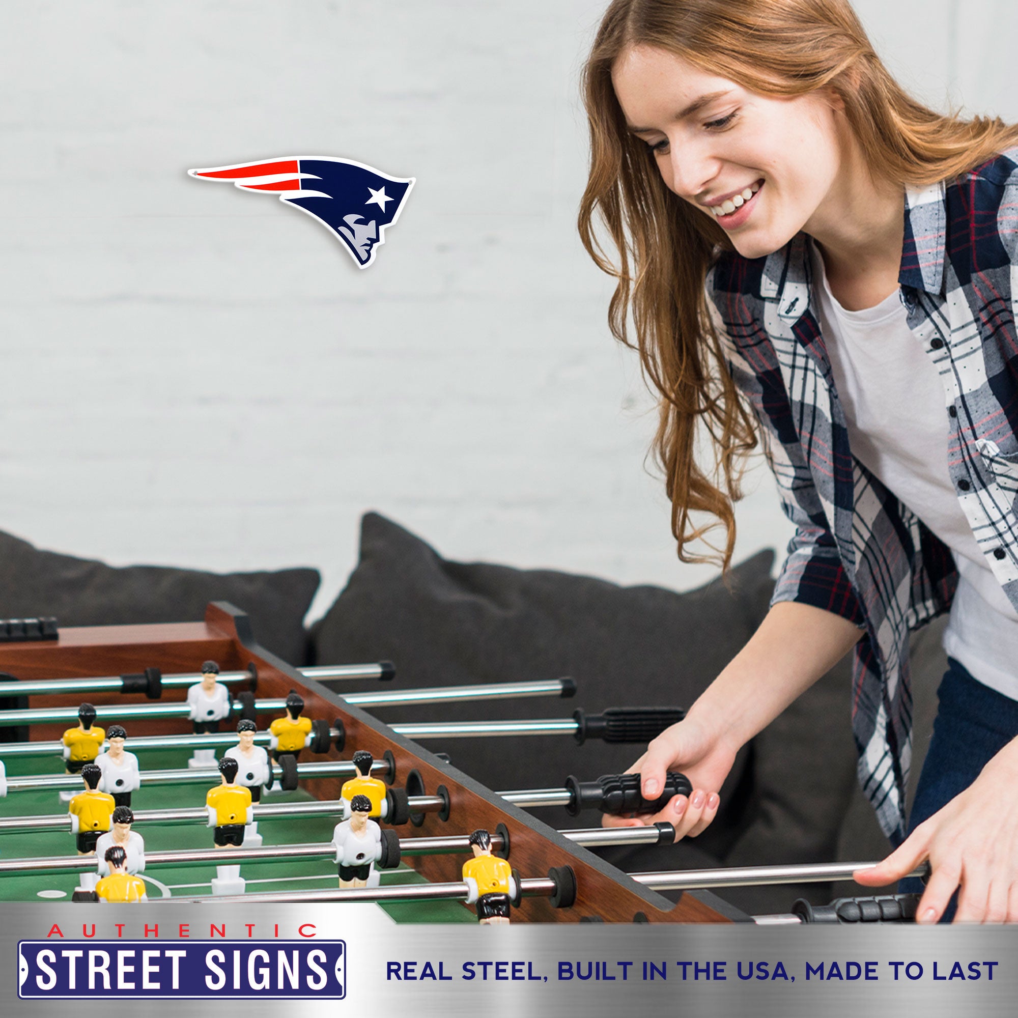 New England Patriots 12" Spirit Size Steel Laser Cut Sign