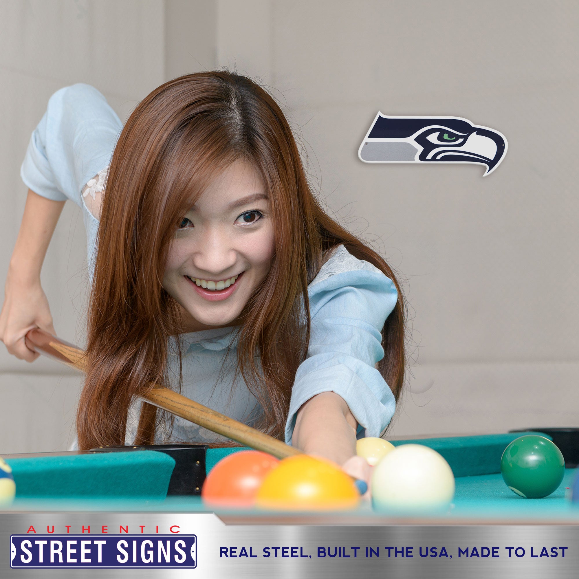 Seattle Seahawks 12" Spirit Size Steel Laser Cut Sign