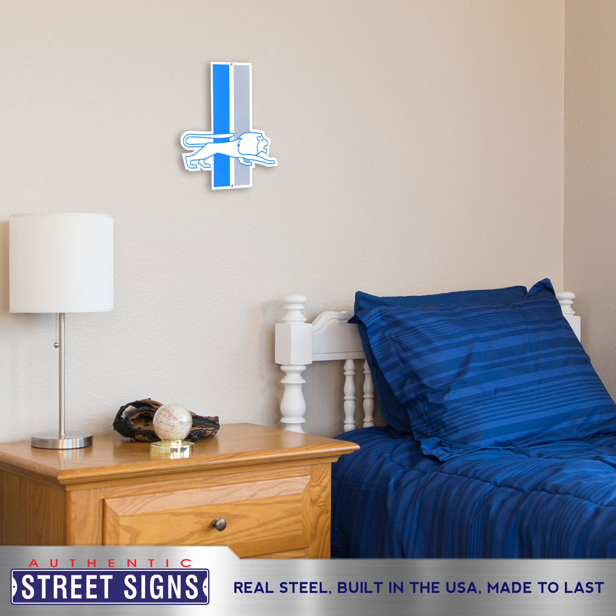 Detroit Lions - Retro Logo 12" Spirit Size Steel Laser Cut Sign