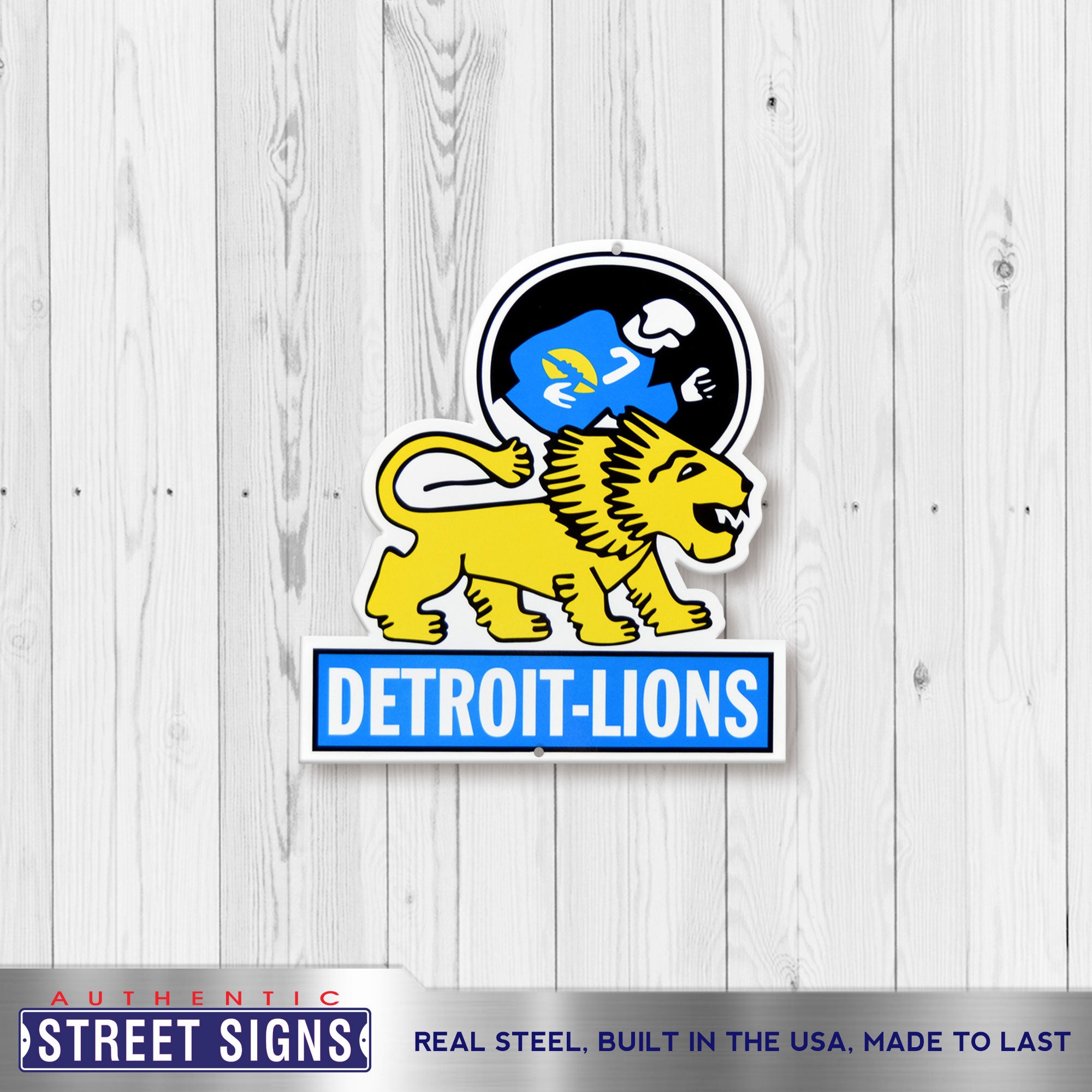 Detroit Lions - Vintage Logo 12" Spirit Size Steel Laser Cut Sign