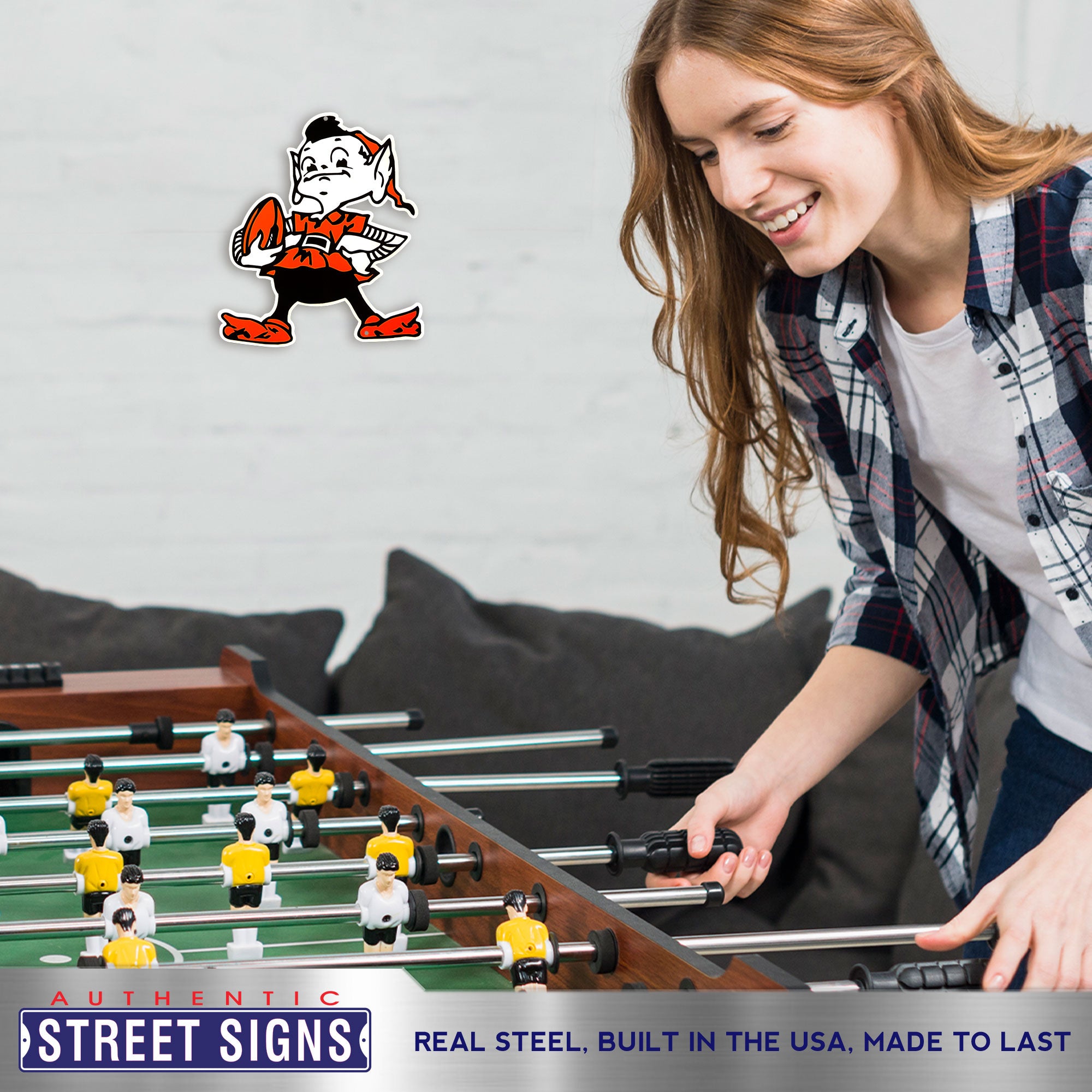 Cleveland Browns - Brownie 12" Spirit Size Steel Laser Cut Sign