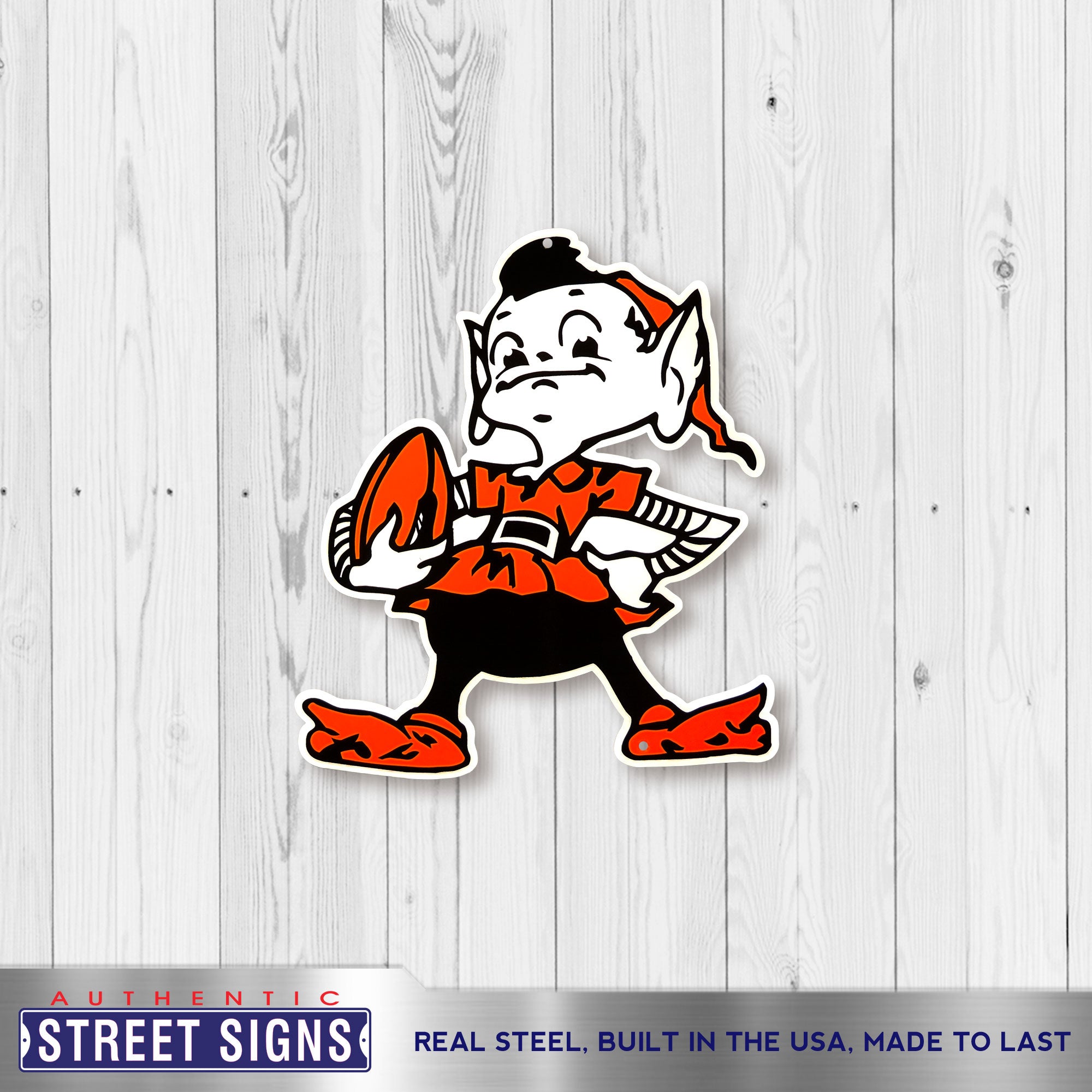 Cleveland Browns - Brownie 12" Spirit Size Steel Laser Cut Sign