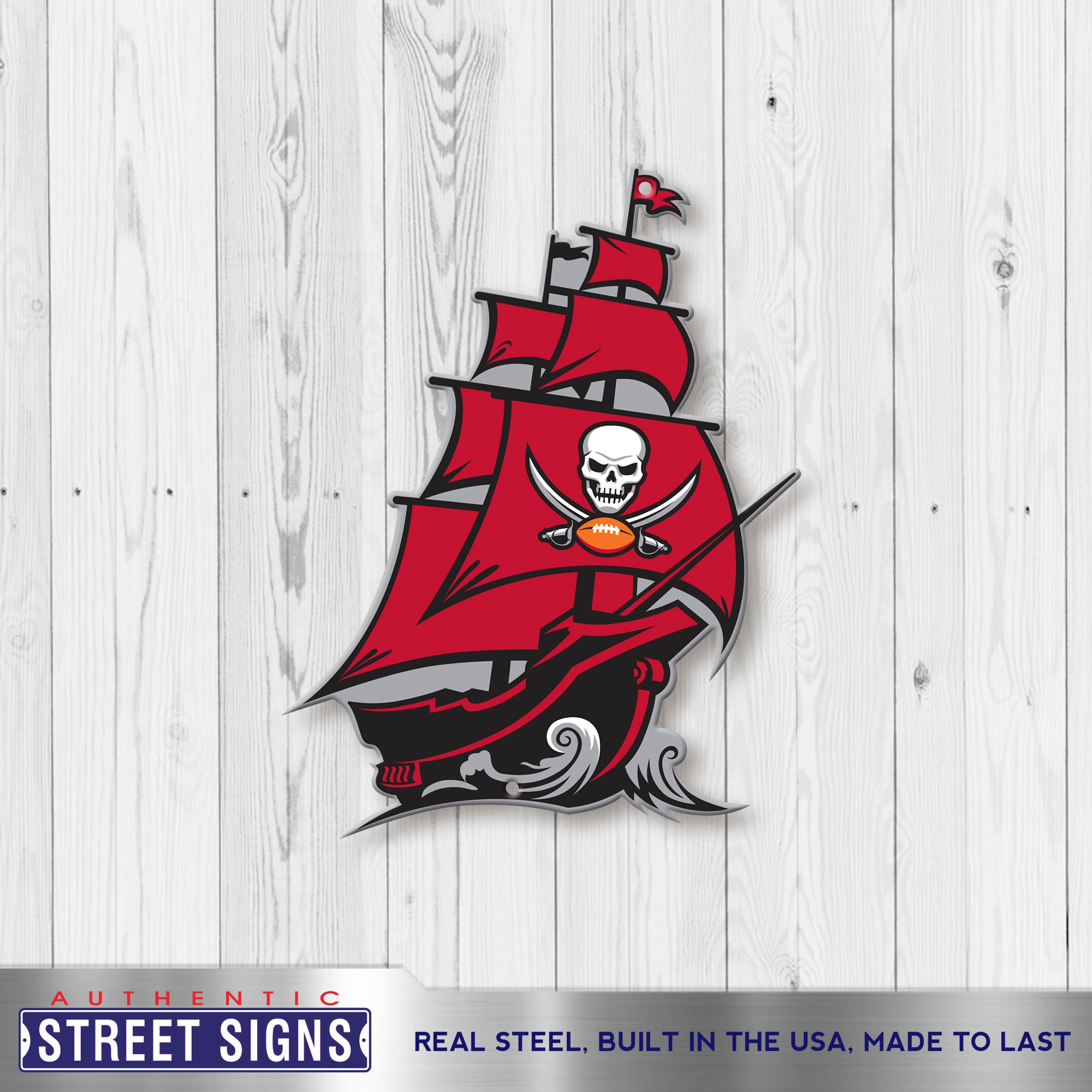 Tampa Bay Buccaneers - Pirate Ship 12" Spirit Size Steel Laser Cut Sign