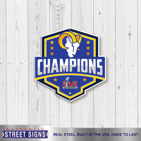 Los Angeles Rams Super Bowl LVI Champions 24 Statement Size Steel Laser Cut Sign