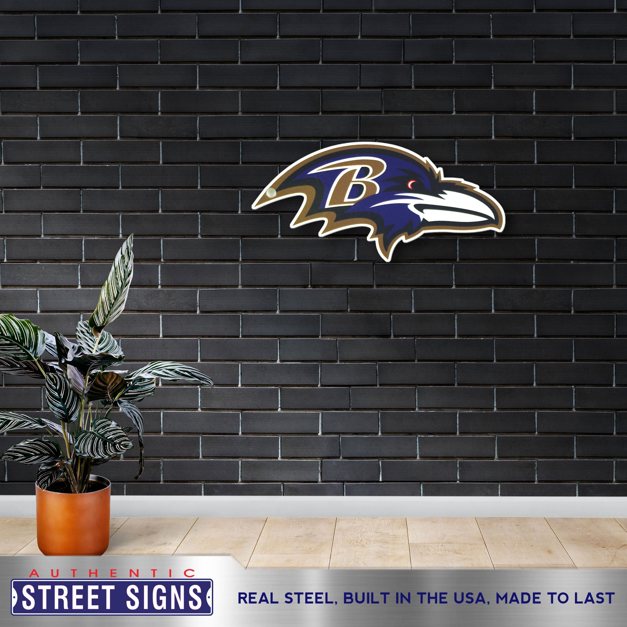 Baltimore Ravens 24"x12" Statement Size Steel Laser Cut Sign